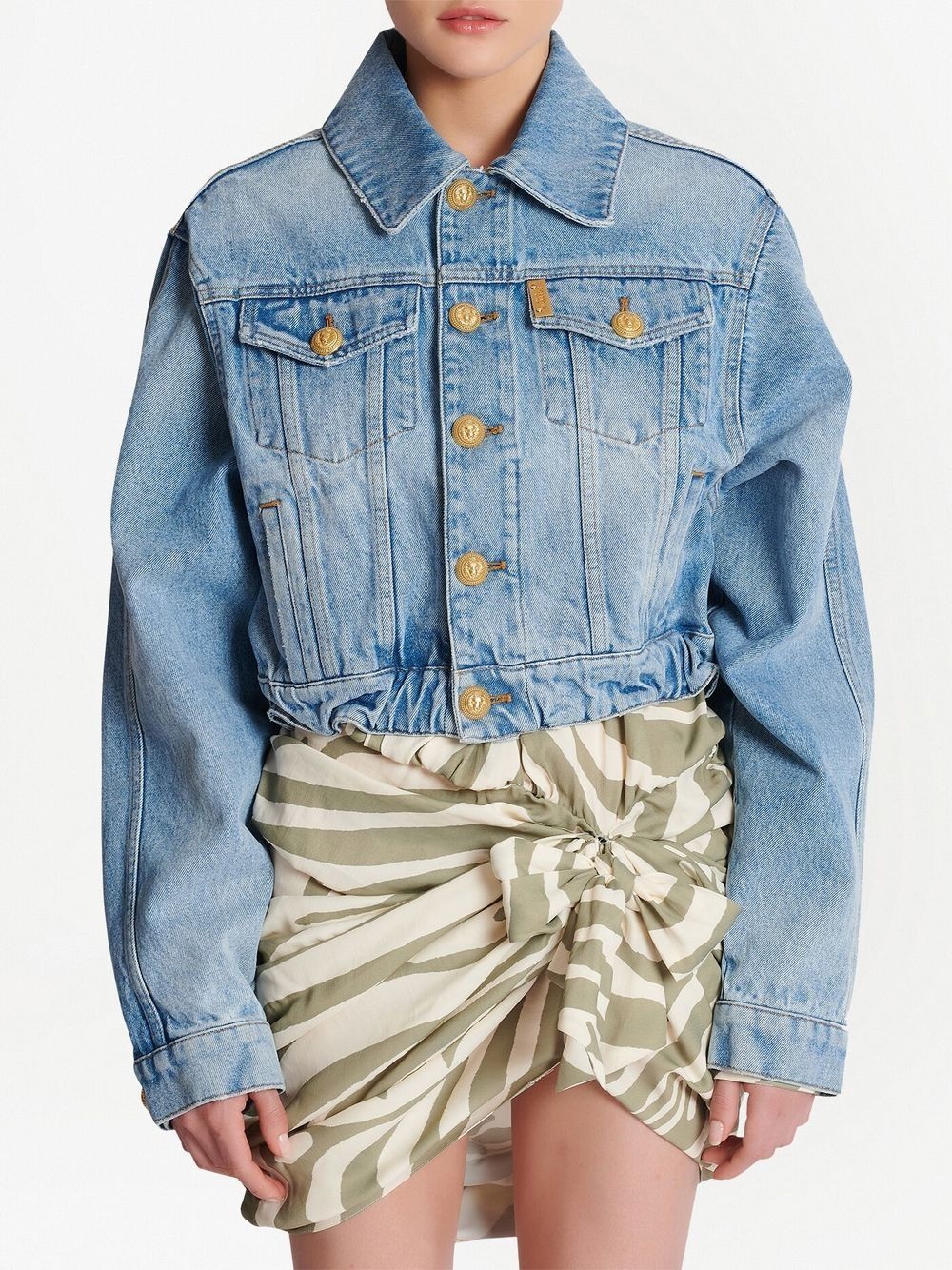 four-pocket cropped denim jacket - 3