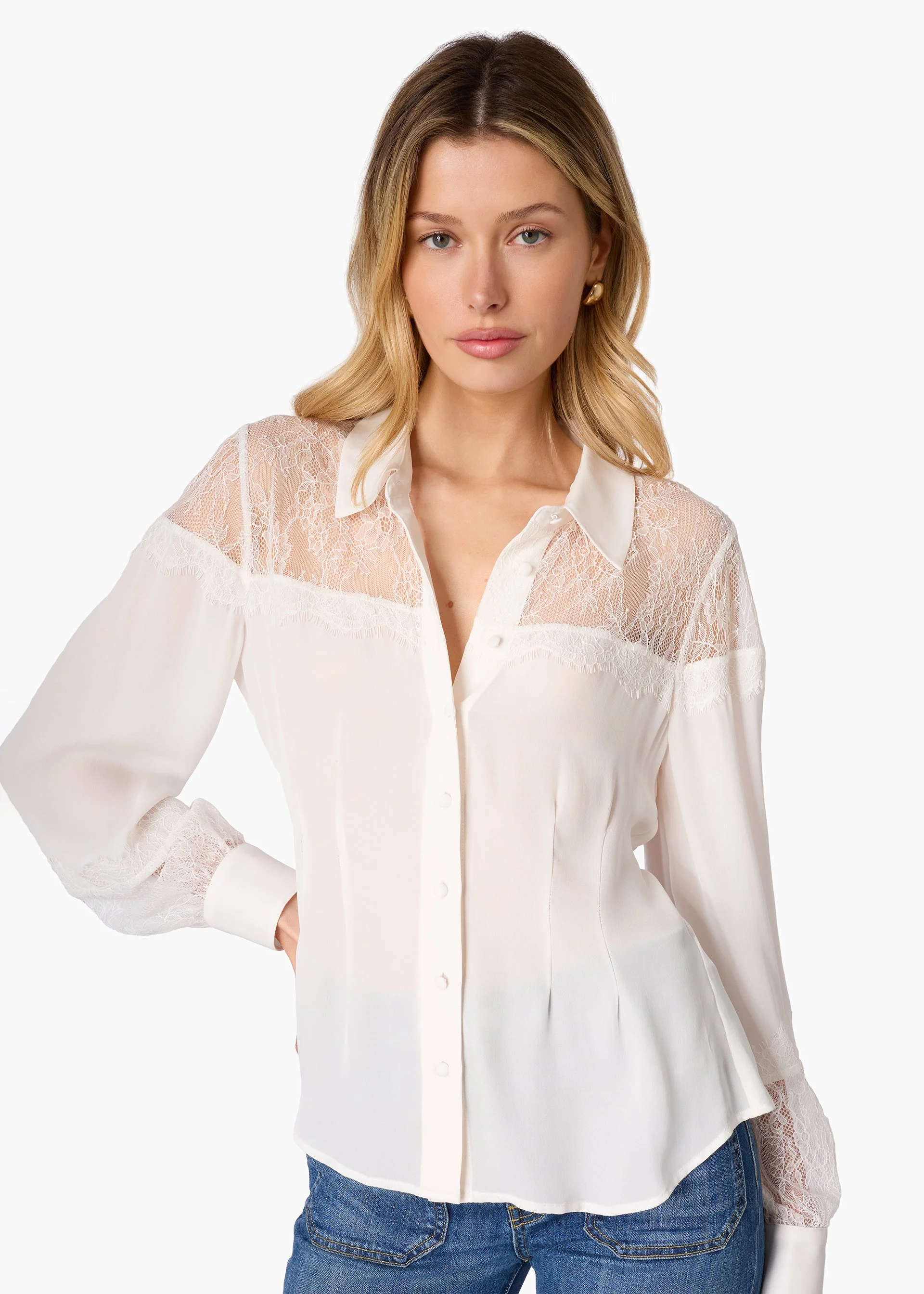 LUCENA SILK BLOUSE MACADAMIA - 1