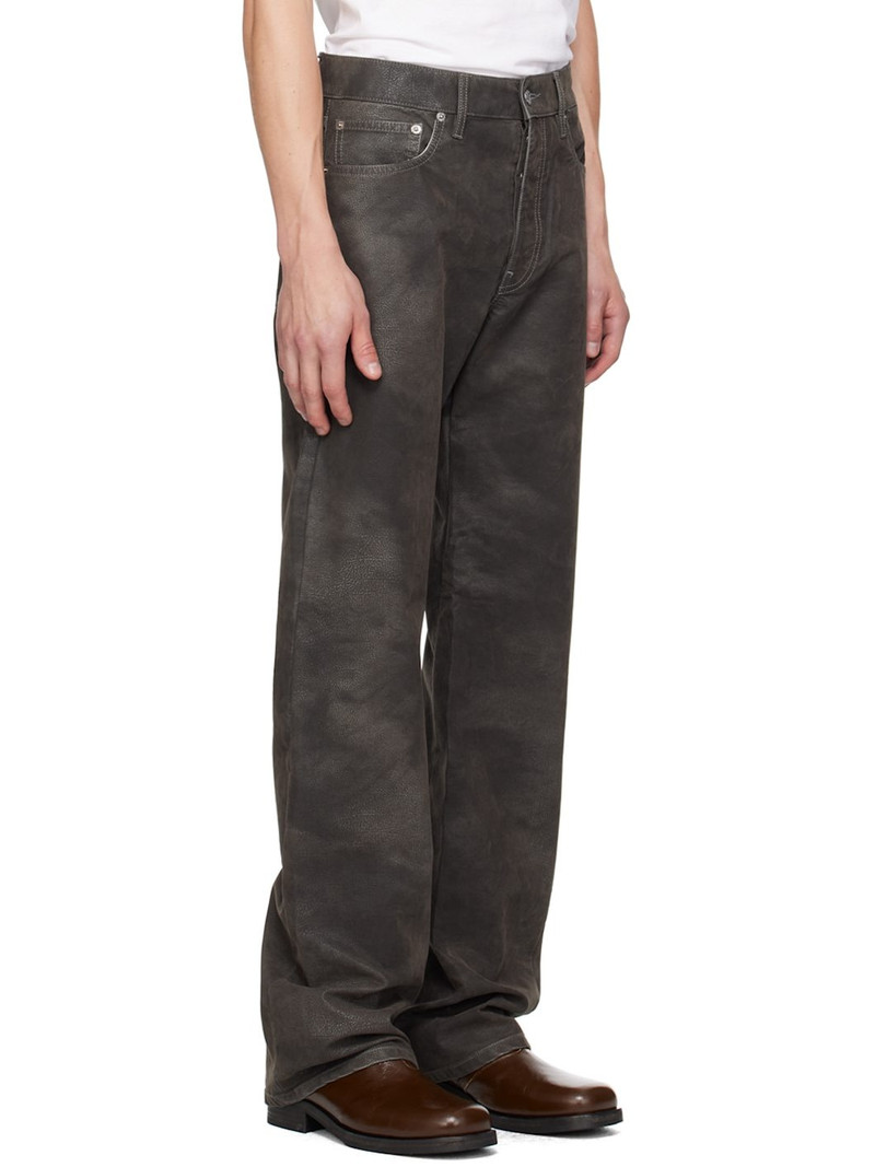 Gray Straight Twist Faux-Nubuck Jeans 2