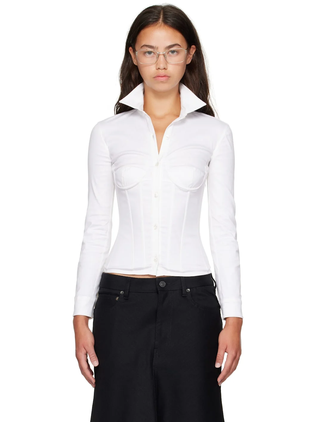 White Corseted Shirt - 1