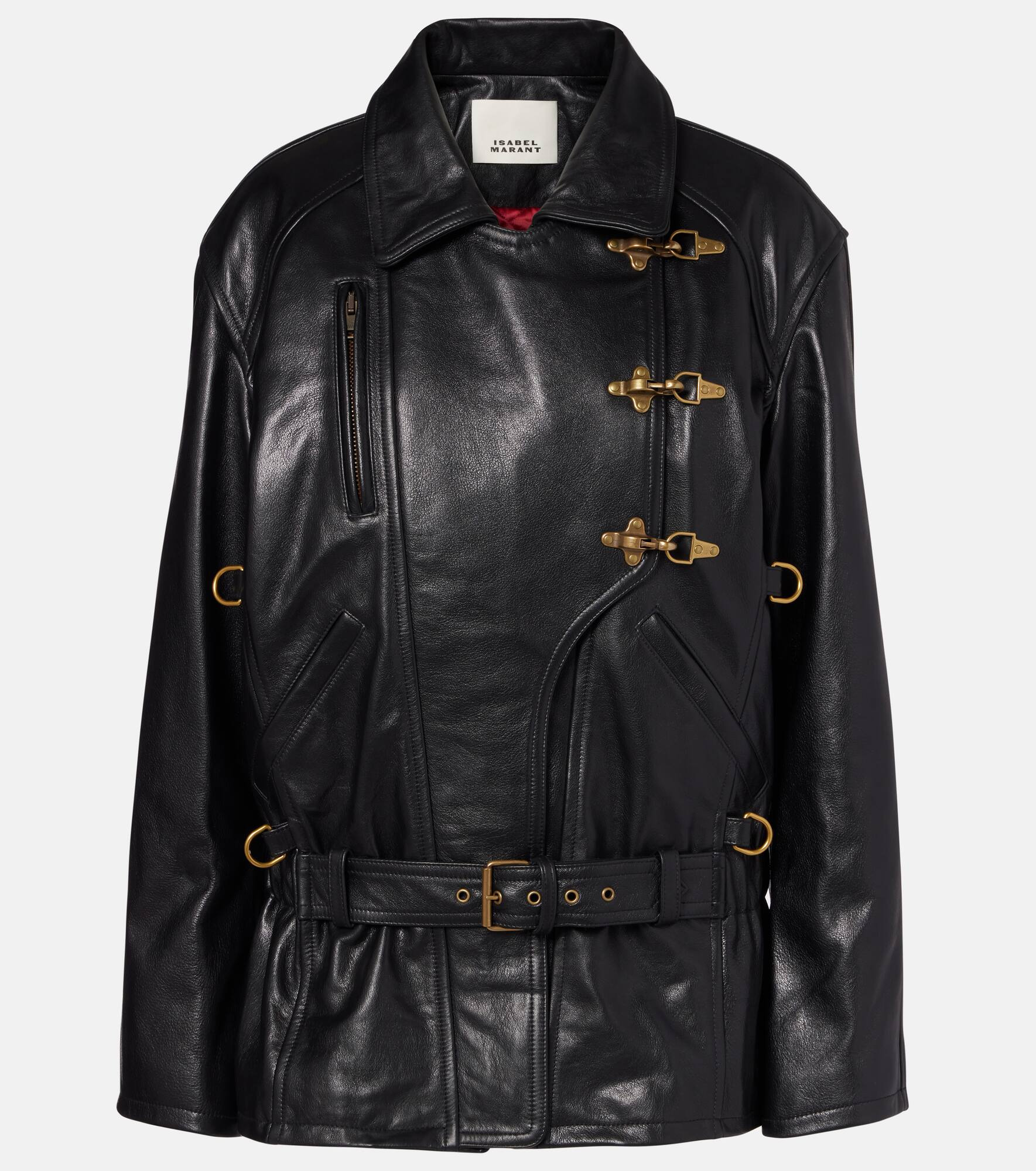 Caitlyn belted leather jacket - 1