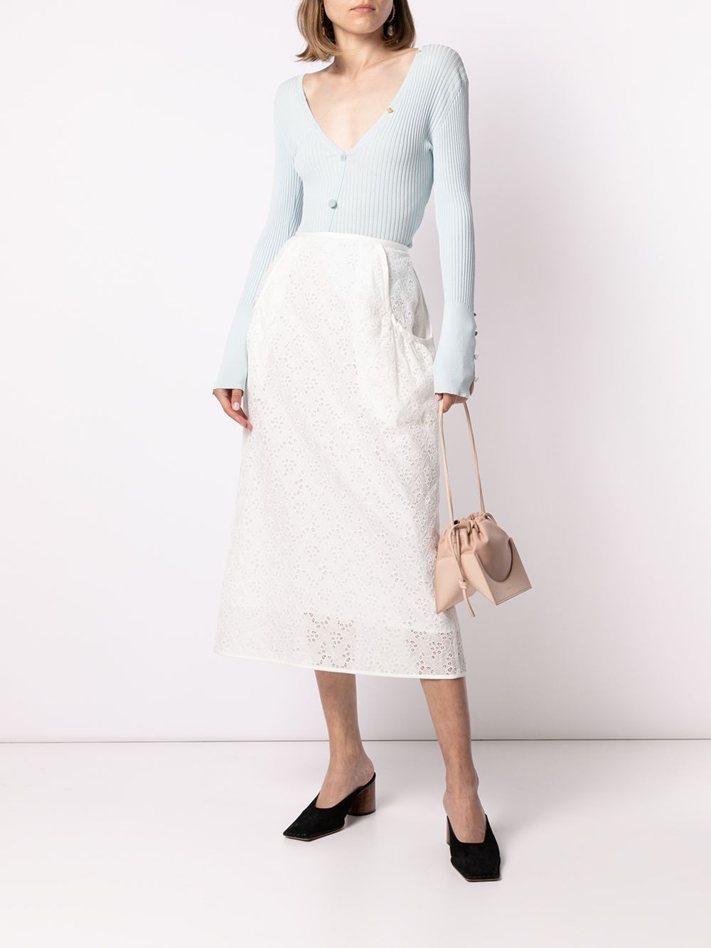 embroidered lace cotton skirt - 2