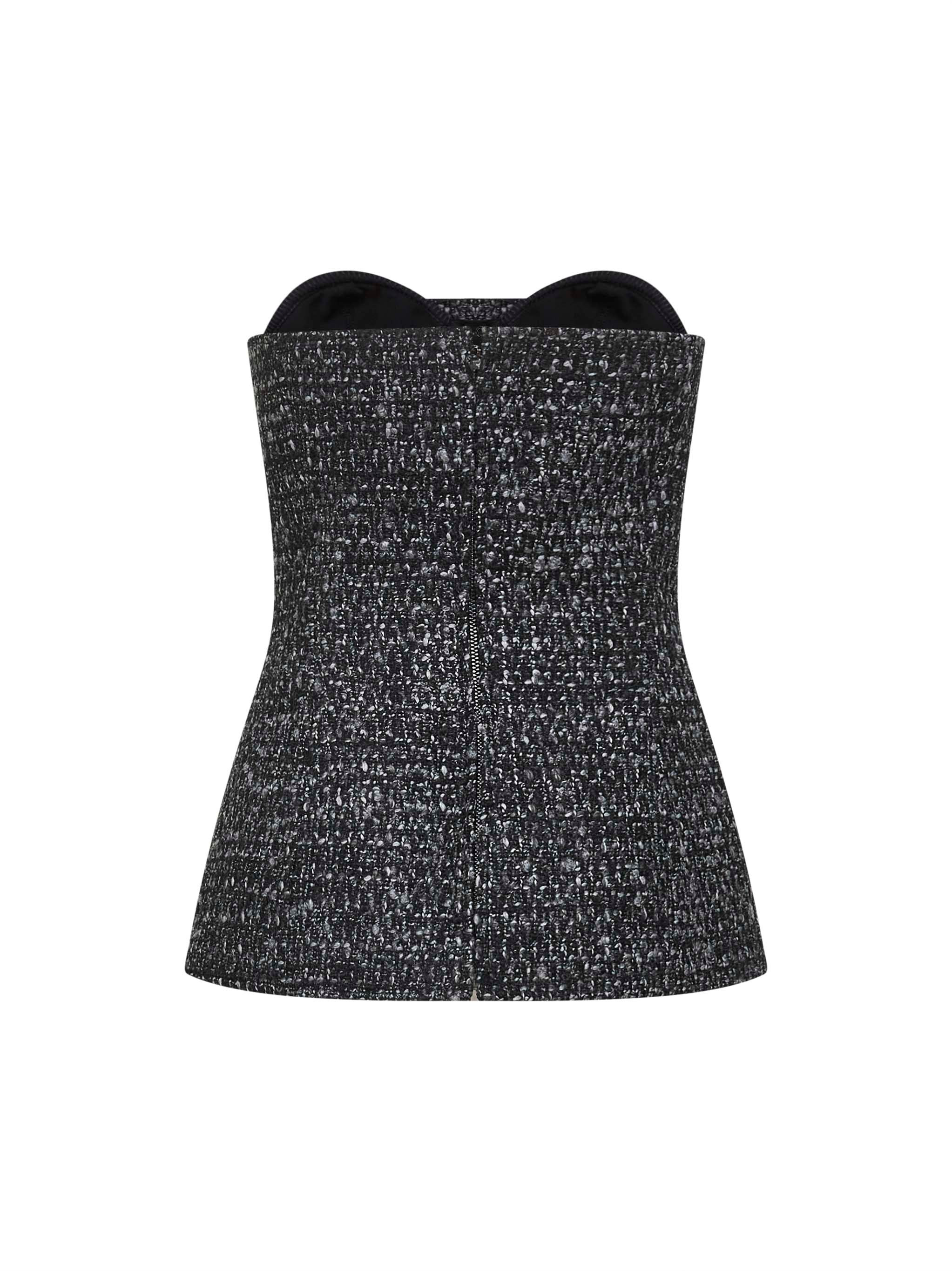 Black melange bouclé T-Orset corset top - 2