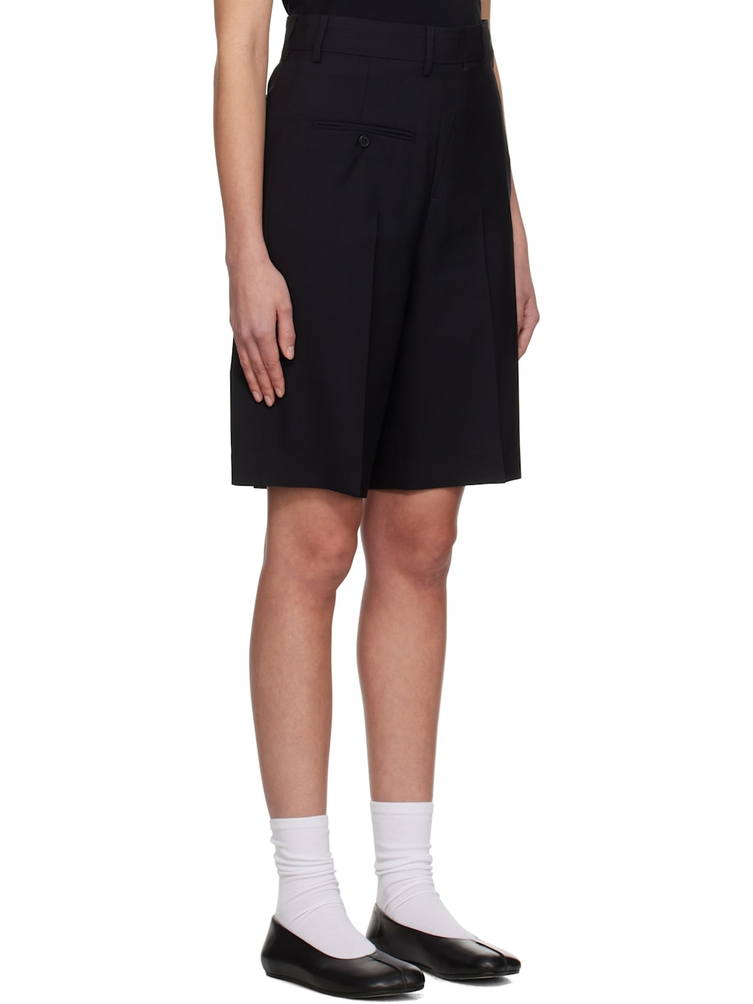 Black Tailoring Wool Canvas Twisted Shorts - 2
