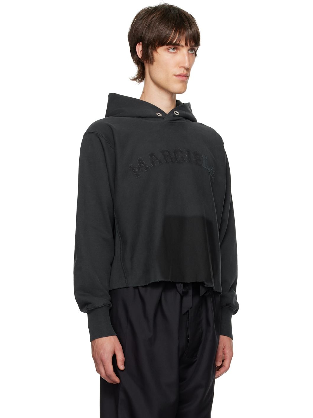 Black Logo Cotton Hoodie - 2