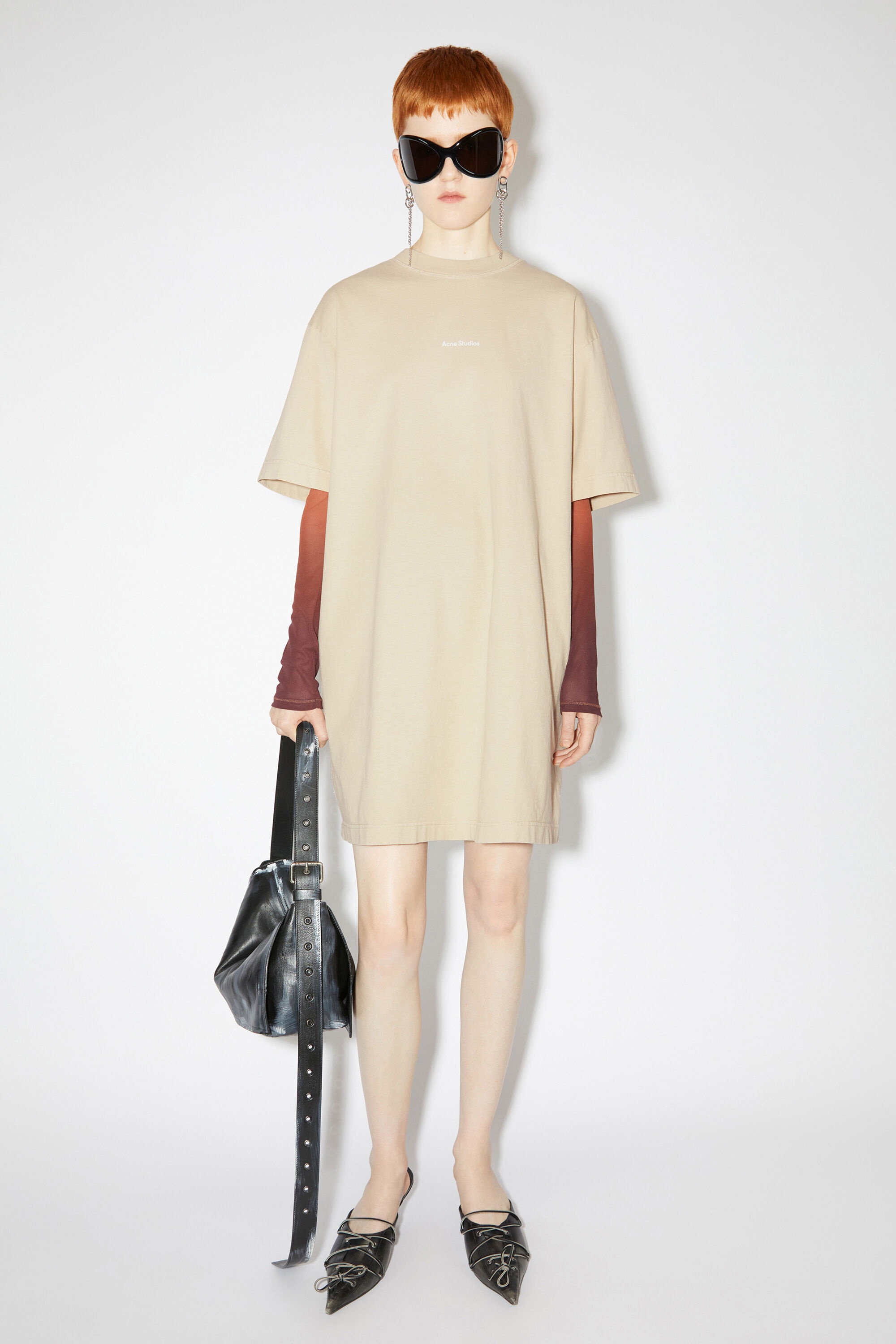 Logo t-shirt dress - Champagne beige - 2