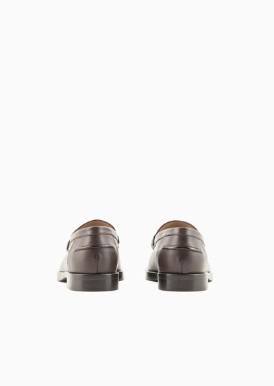 EMPORIO ARMANI Leather loafers with Icon stirrup outlook