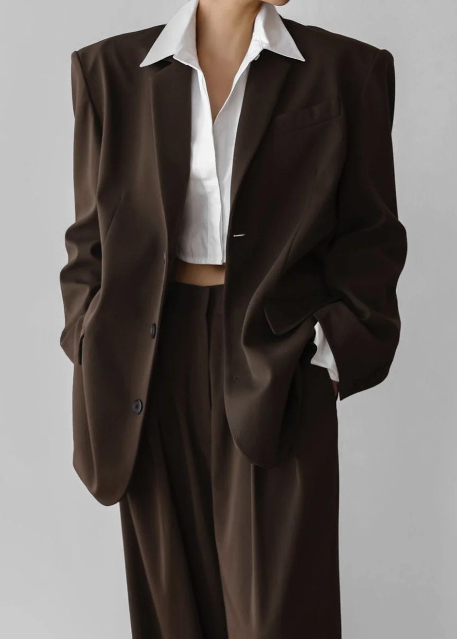 Tansy Oversized Blazer - Chocolate - 1