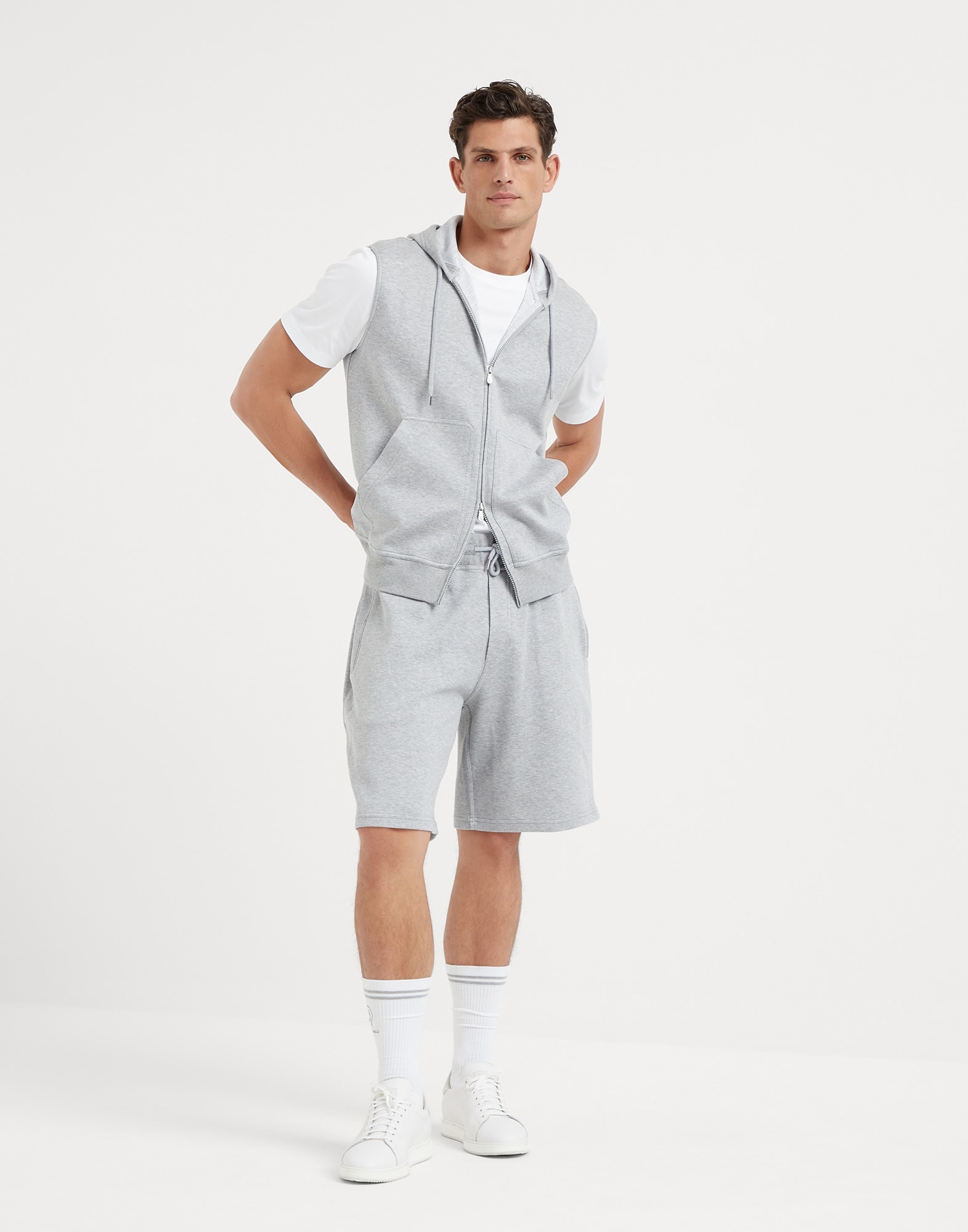 Cotton, cashmere and silk French terry double cloth Bermuda shorts - 5