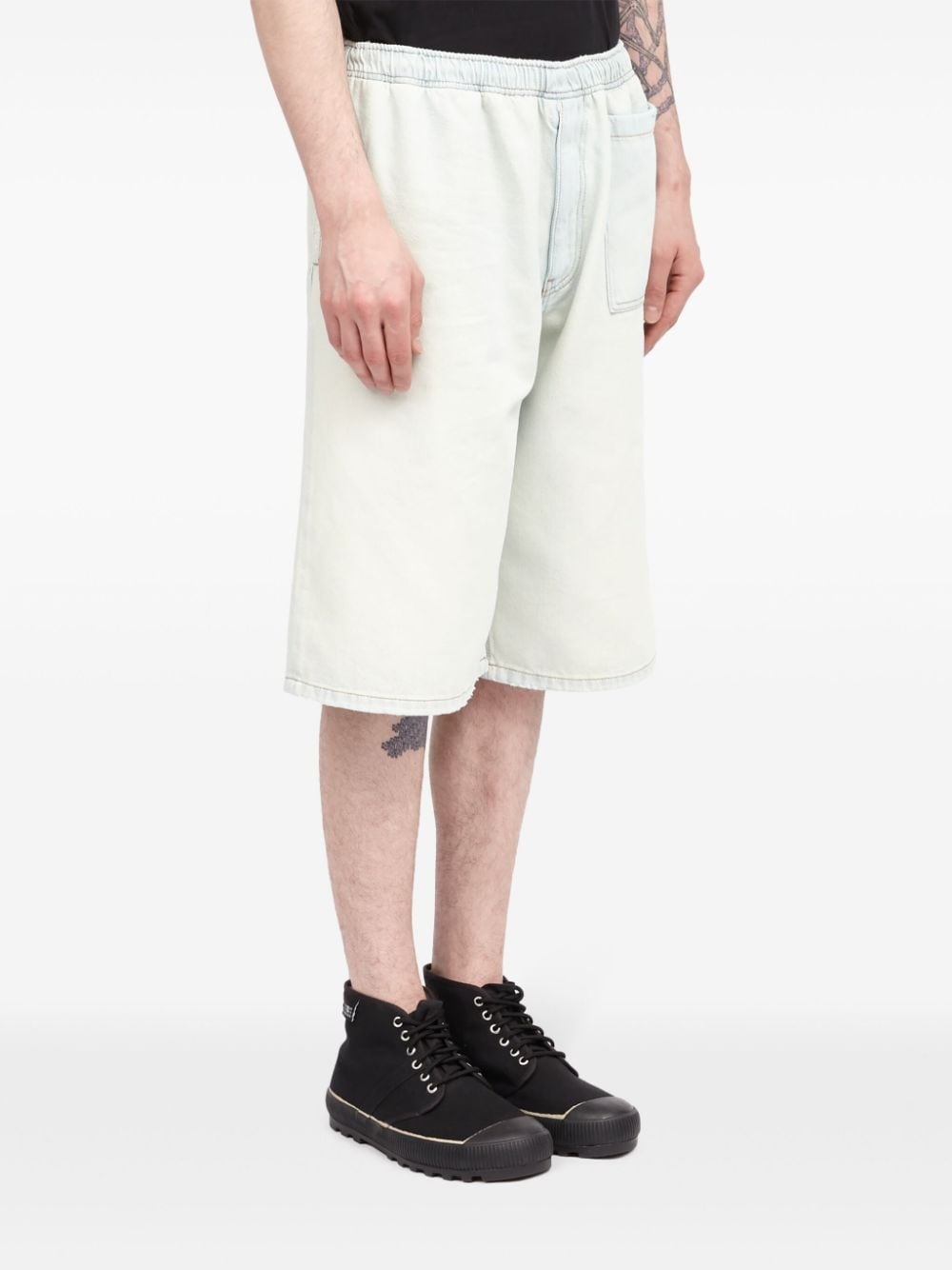 elasticated-waist denim shorts - 3