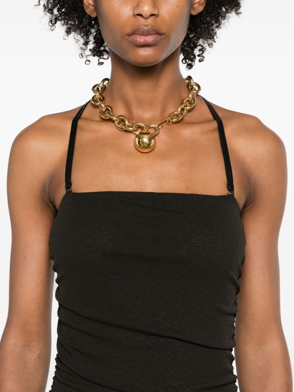 ruched halterneck midi dress - 5