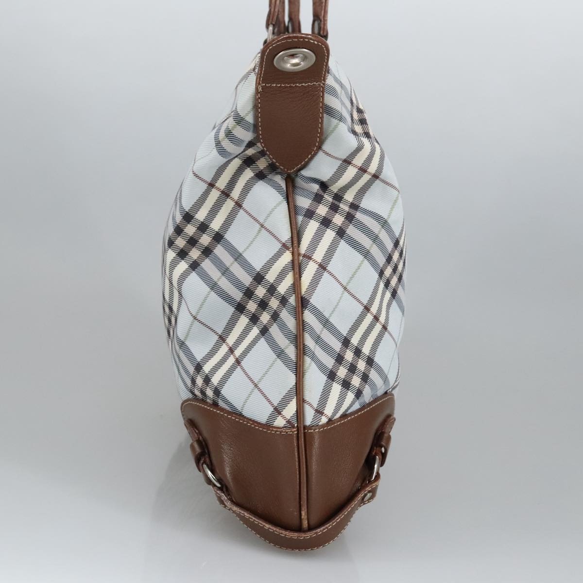Burberry Nova Check Hand Bag Canvas Light Blue Brown - 5