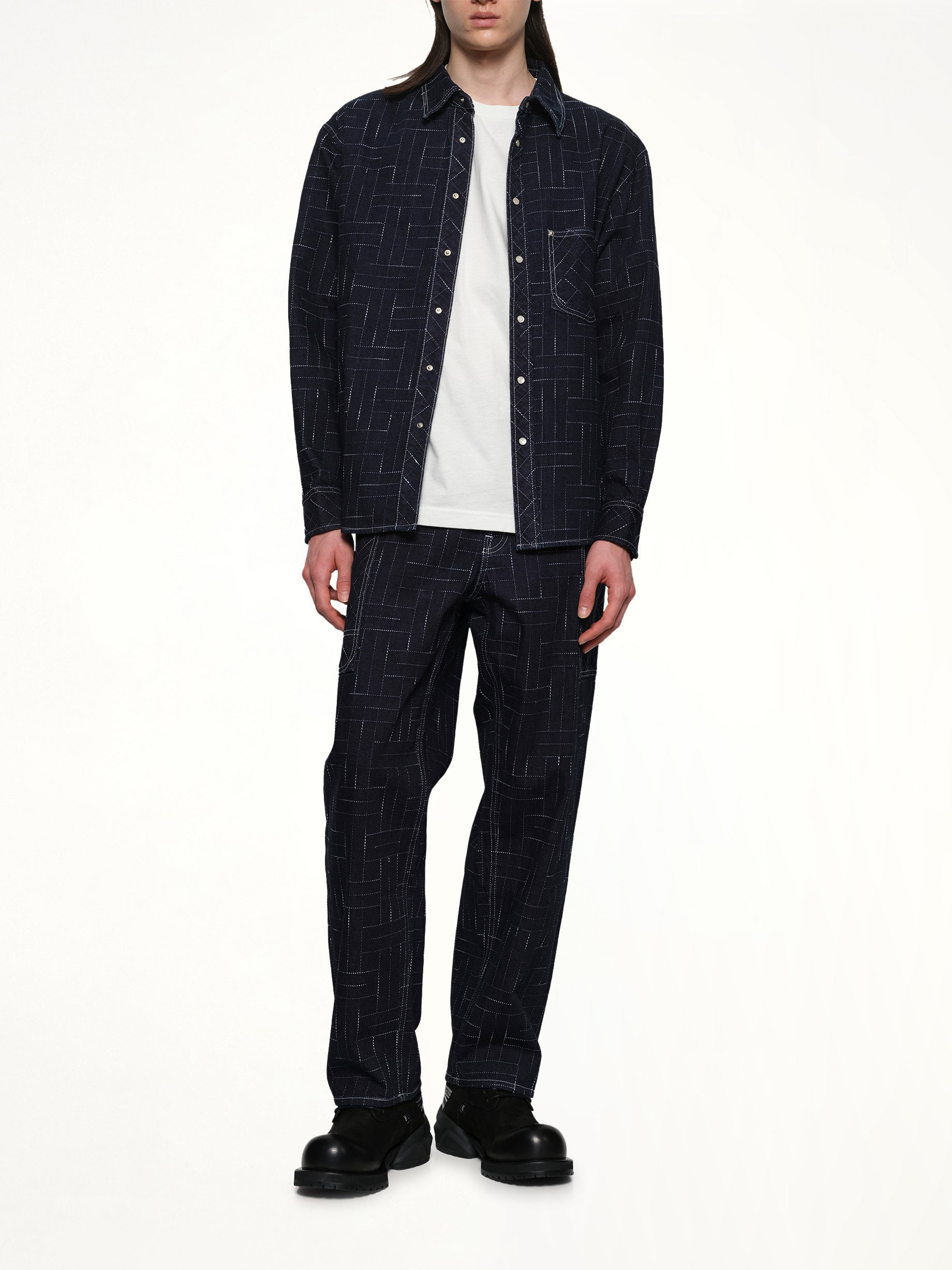 Kenzo Weave Casual Shirt in Rinse Blue Denim - 4