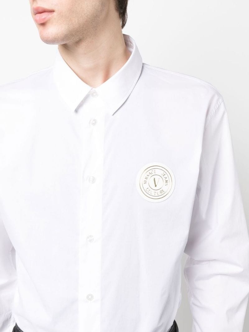 logo patch buttoned shirt - 5