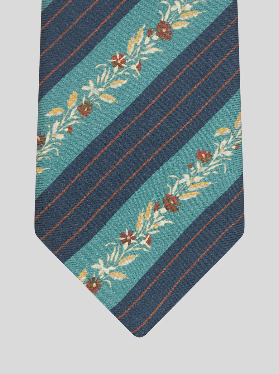 STRIPED AND MICRO FLOWER TIE - 3