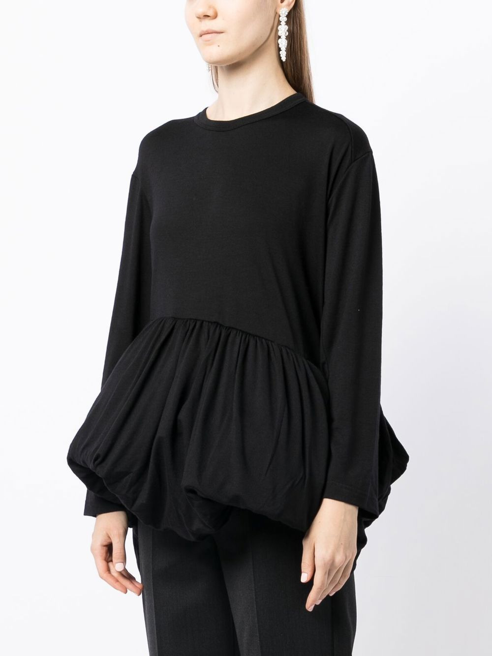 gathered-hem detail blouse - 3