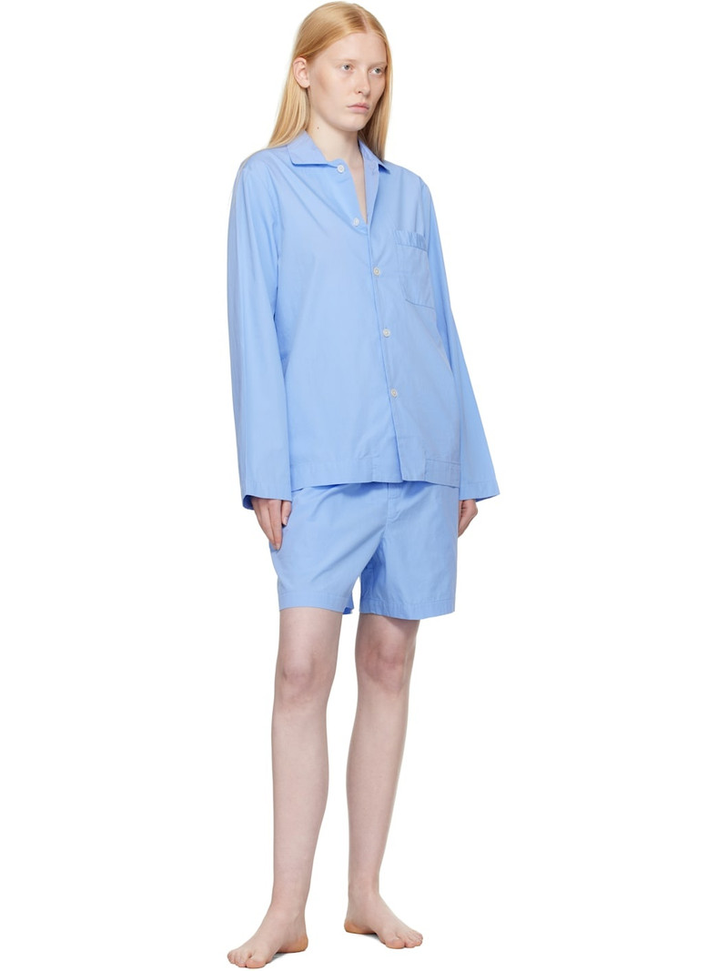 TEKLA Blue Poplin Long-Sleeved Pyjama Shirt outlook