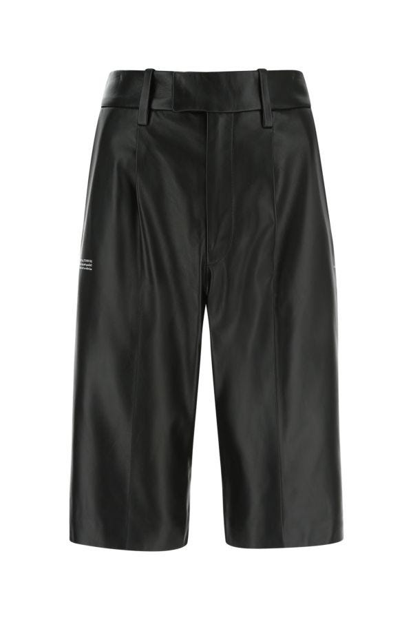 Black leather bermuda shorts - 1