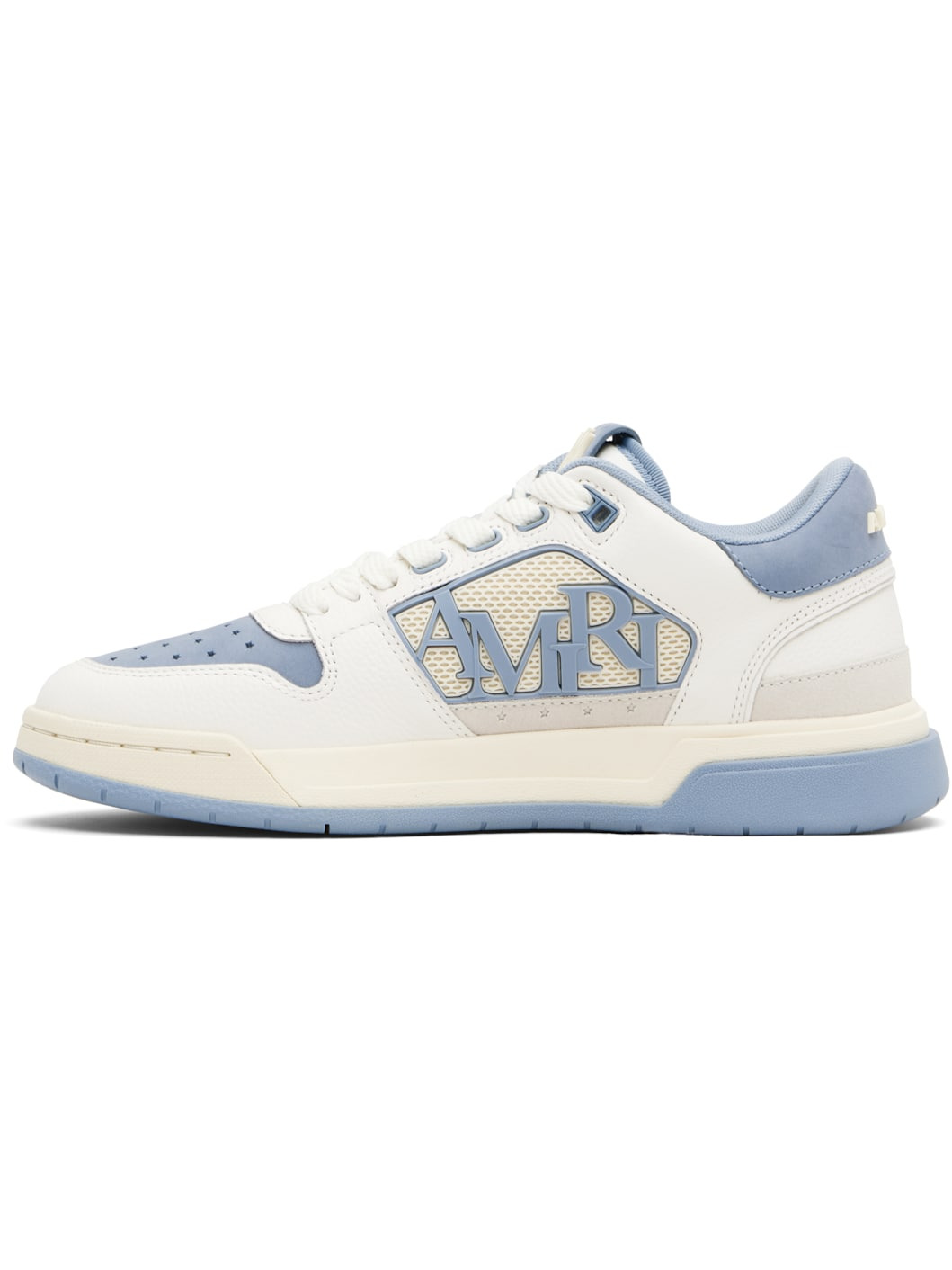 White & Blue Classic Low Sneakers - 3