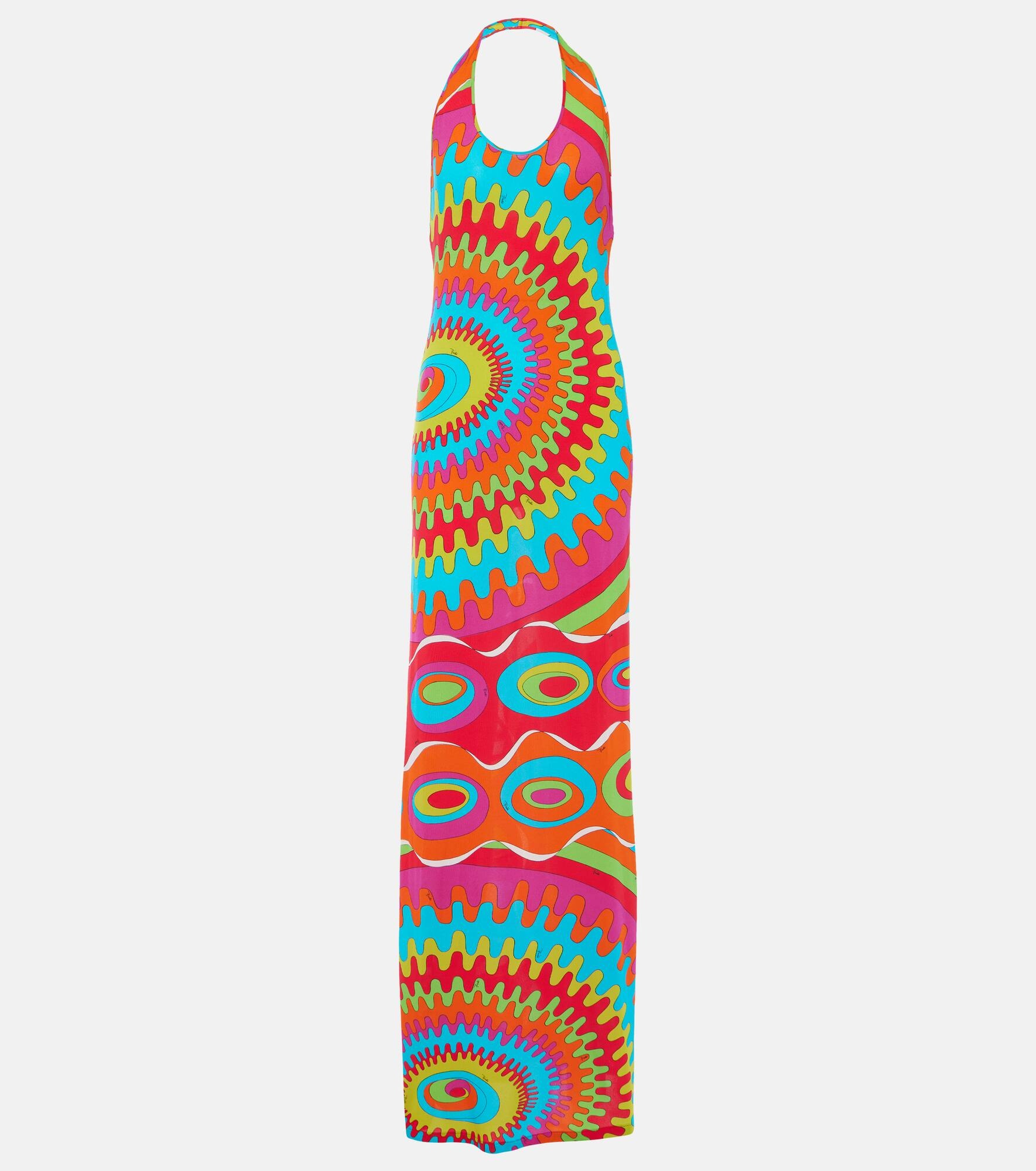 Printed halterneck maxi dress - 1