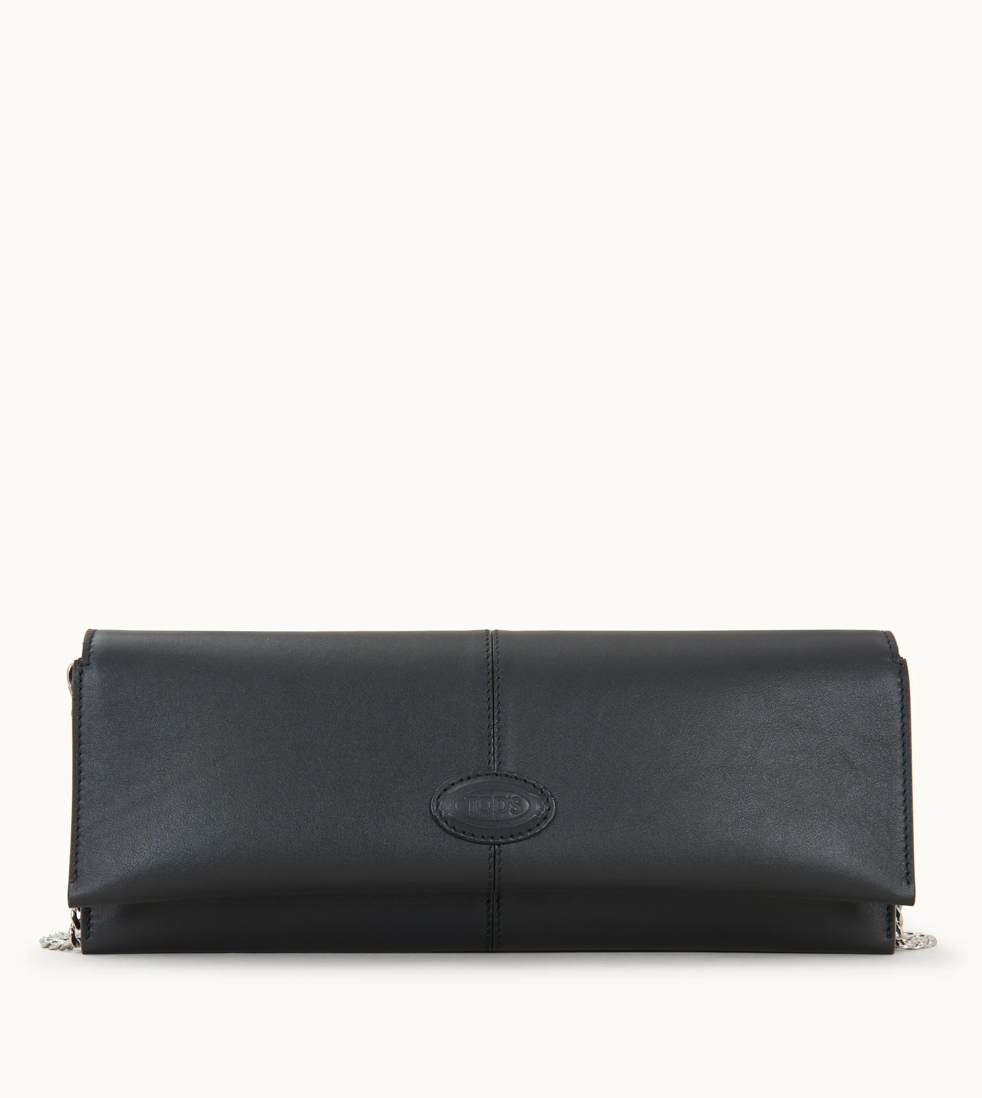CLUTCH IN LEATHER MEDIUM - BLACK - 1