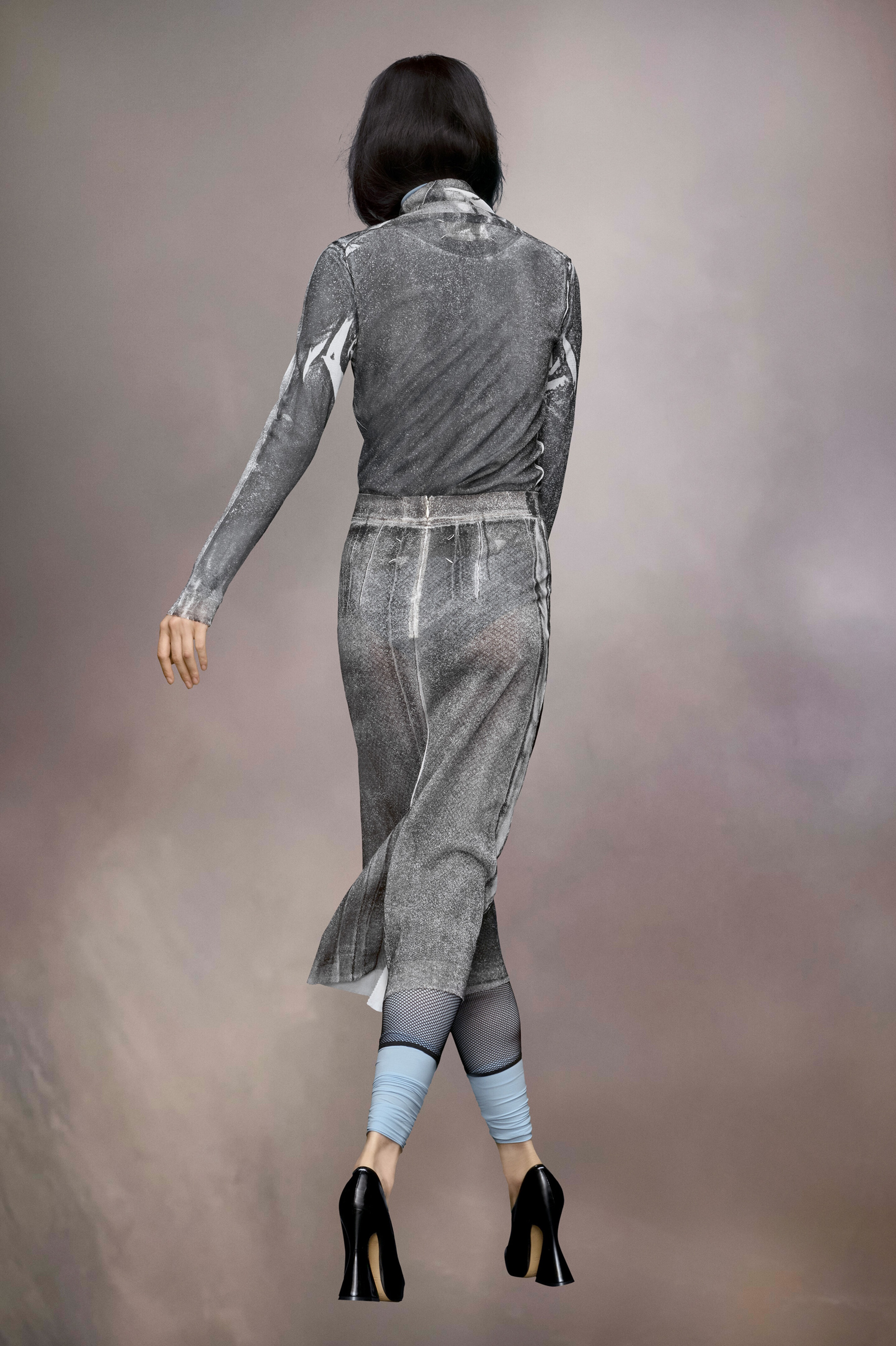 Serigraphic silk crepe skirt - 4