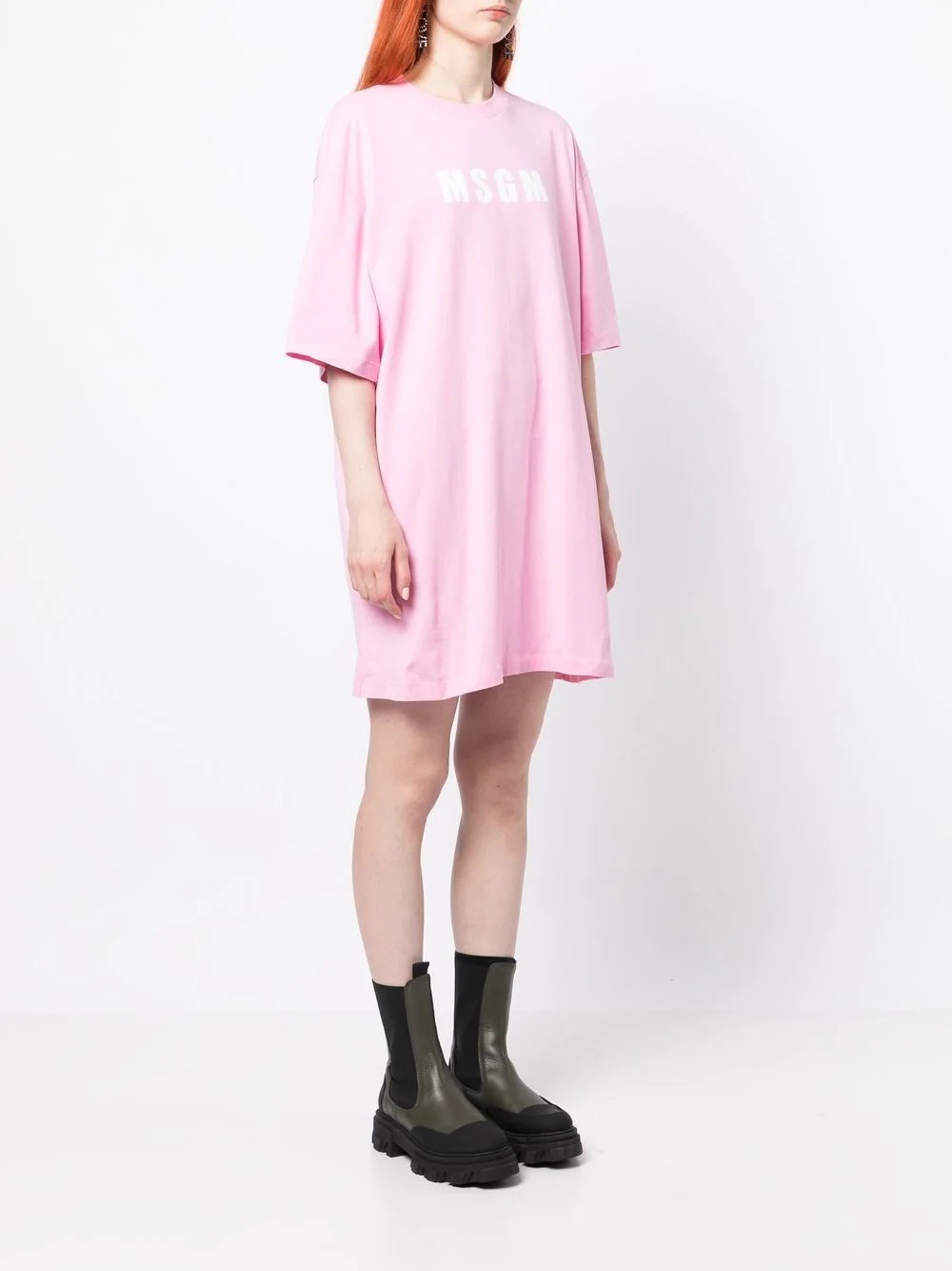 logo-print detail dress - 6