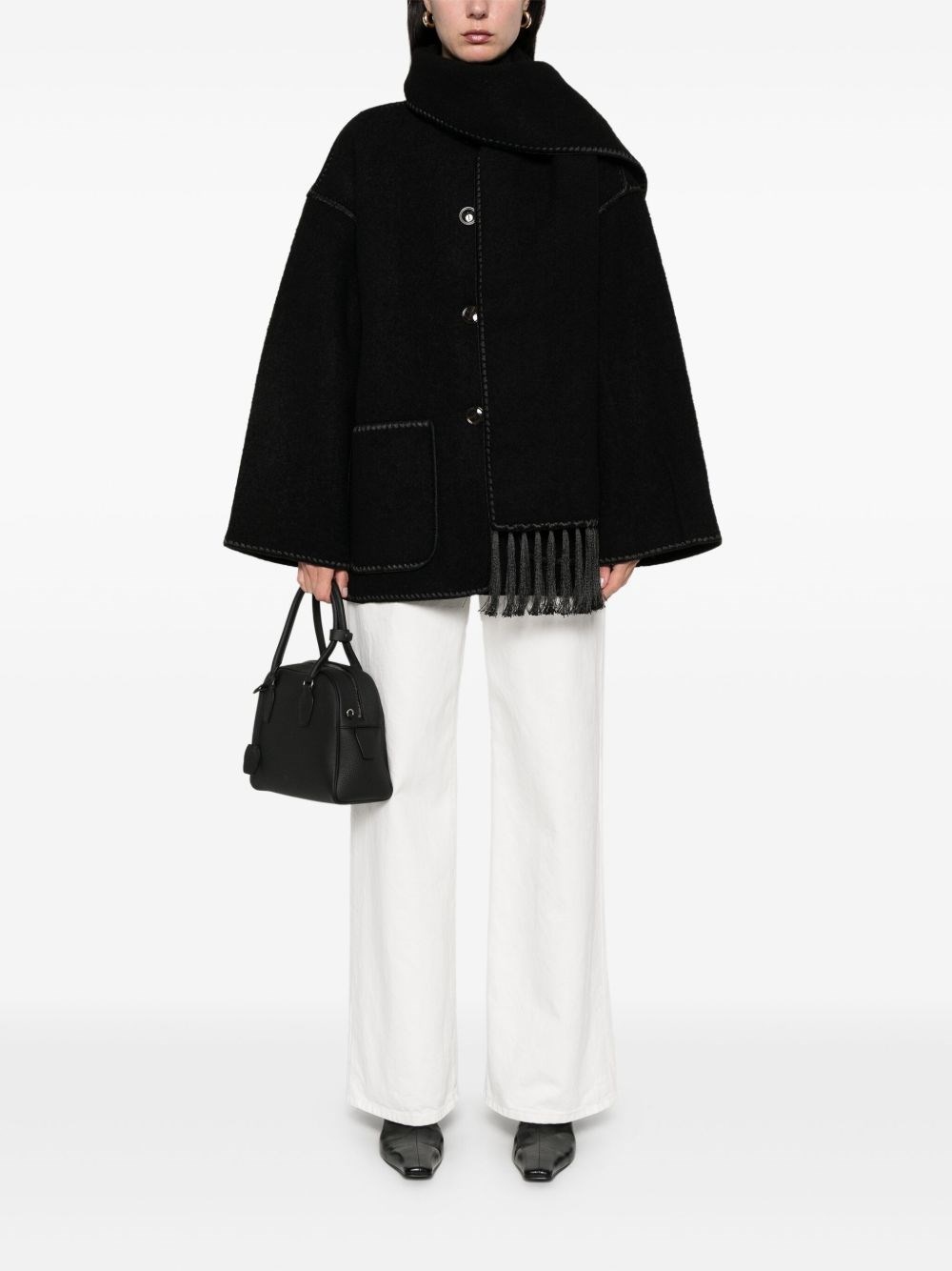Embroidered scarf wool jacket - 4