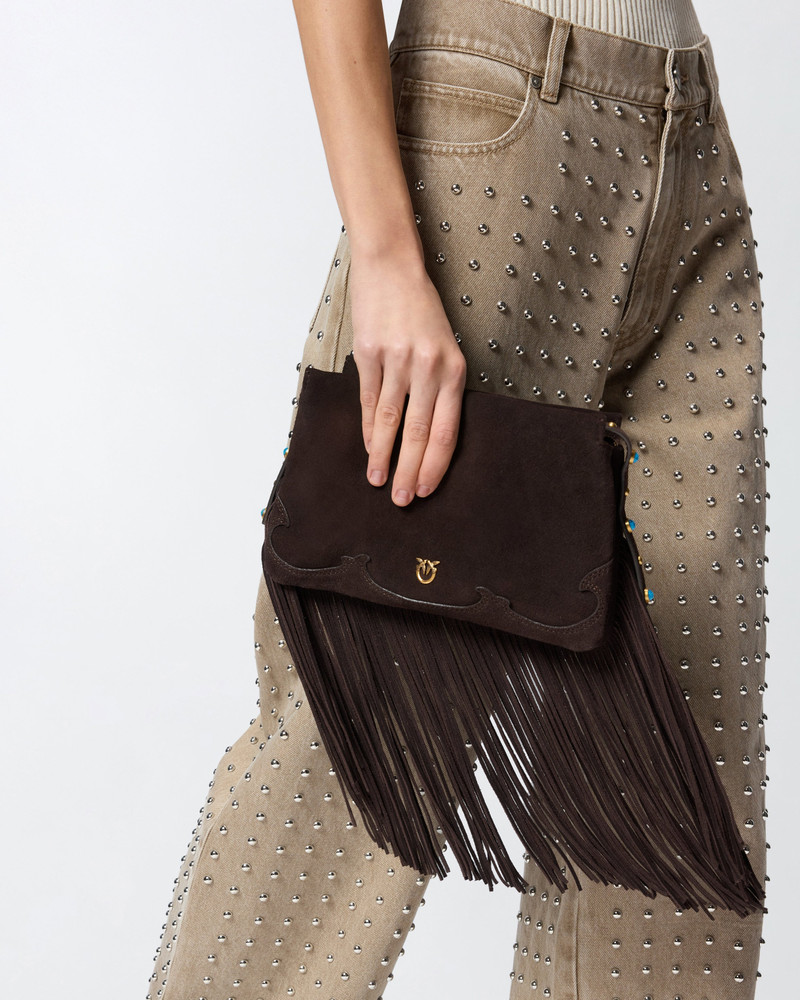 ONE, TWO, THREE BAG SMALL CROSSBODY BAG IN SUEDE WITH FRINGES 6