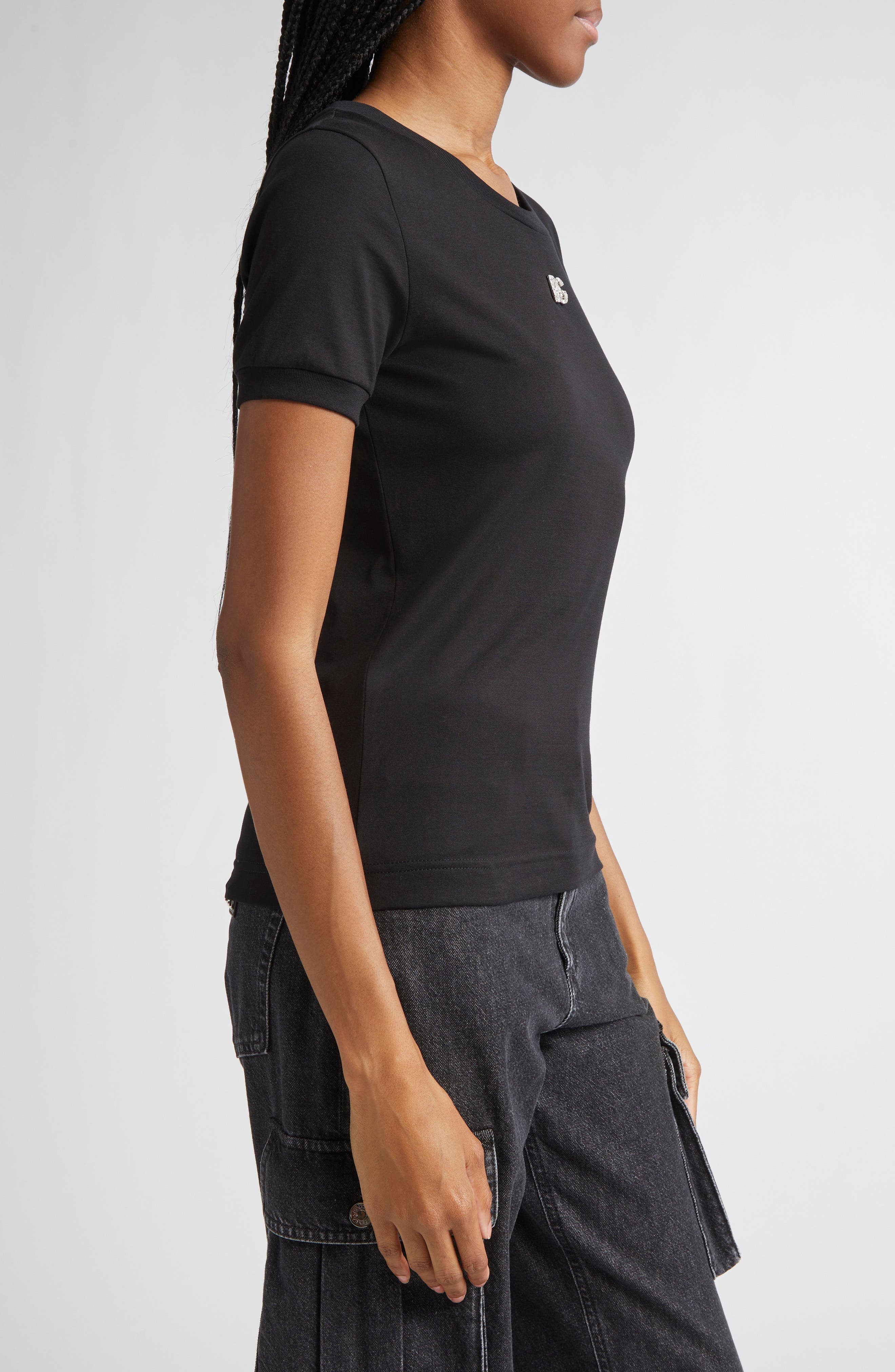 Dolce&Gabbana Crystal DG Logo Graphic Tee in N0000 Black at Nordstrom - 3
