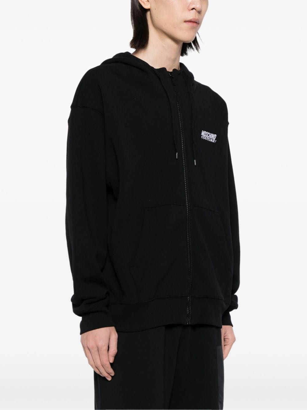 logo embroidered zipped hoodie - 3