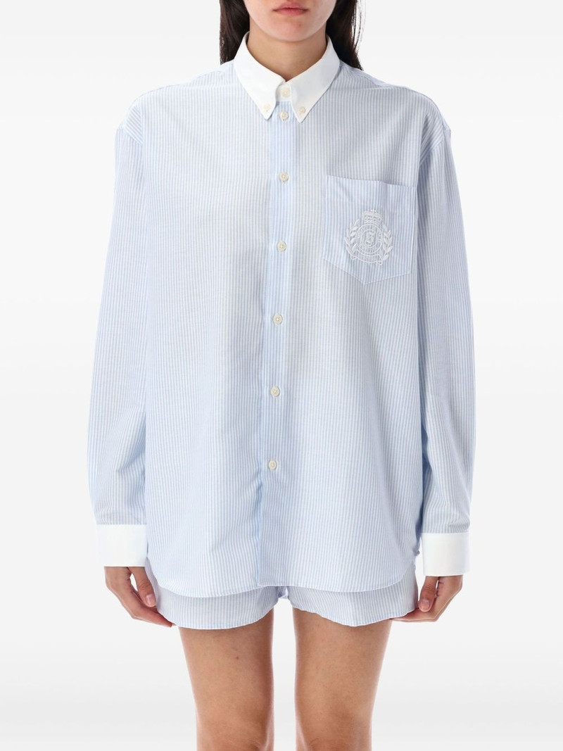 stripe-pattern embroidered-logo shirt 1