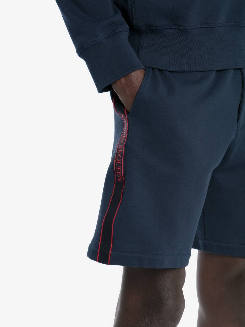 Selvedge Logo Tape Shorts in Ink Blue - 3