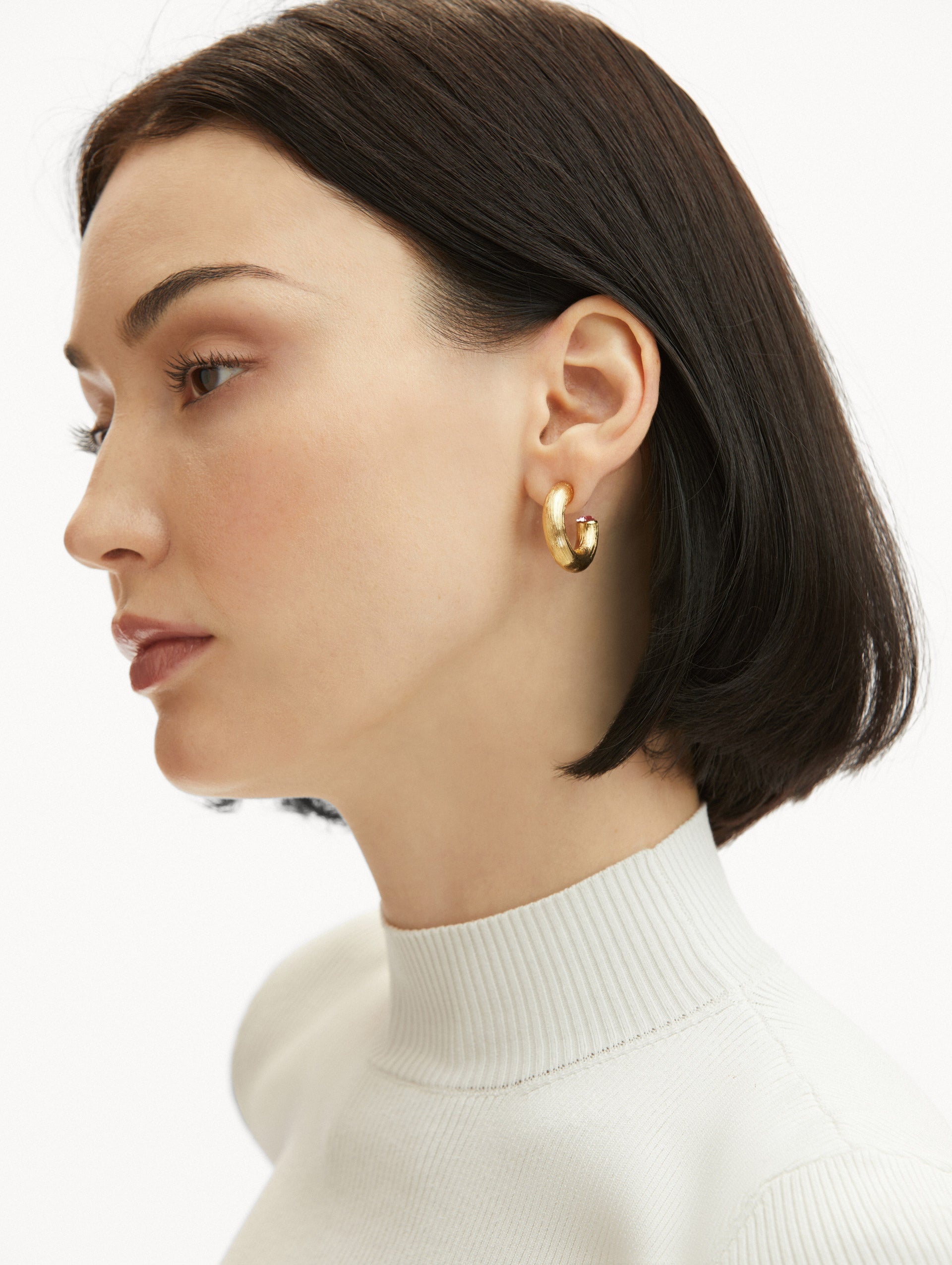 RIGA TEXTURED HOOP EARRINGS - 2