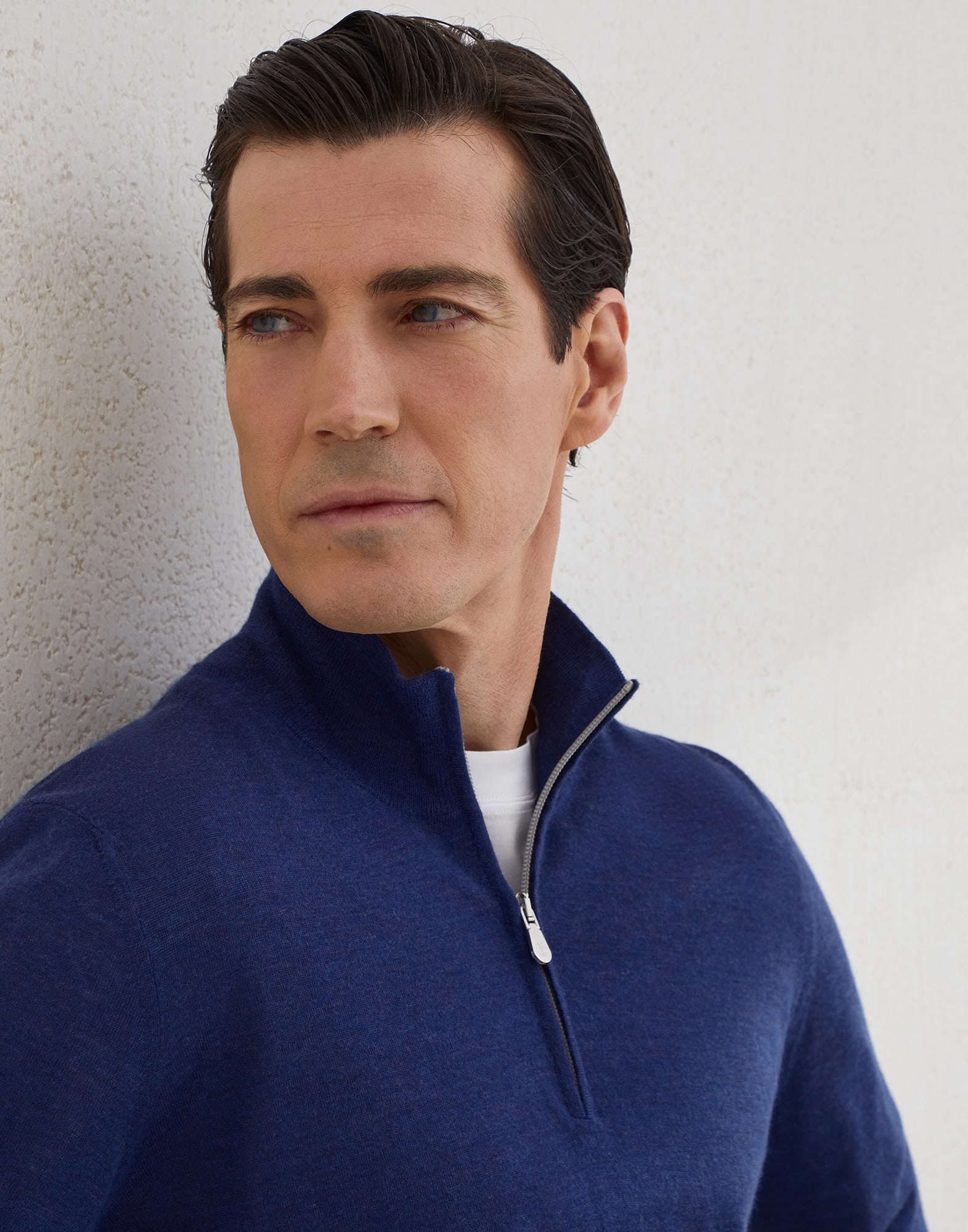 Cashmere, silk and linen lightweight sweater with half zip - 3