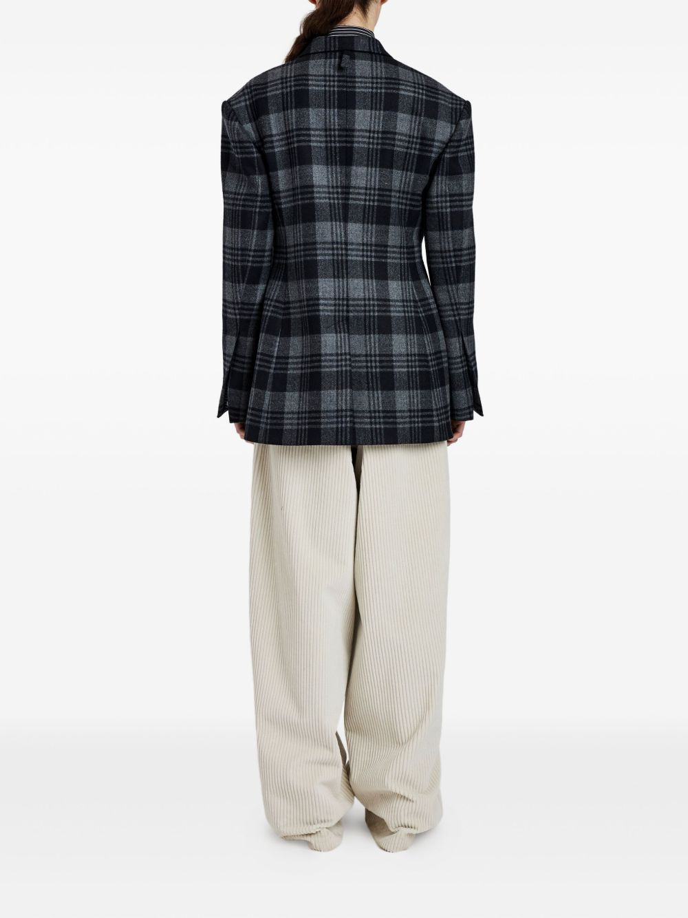 checked wool blazer - 4