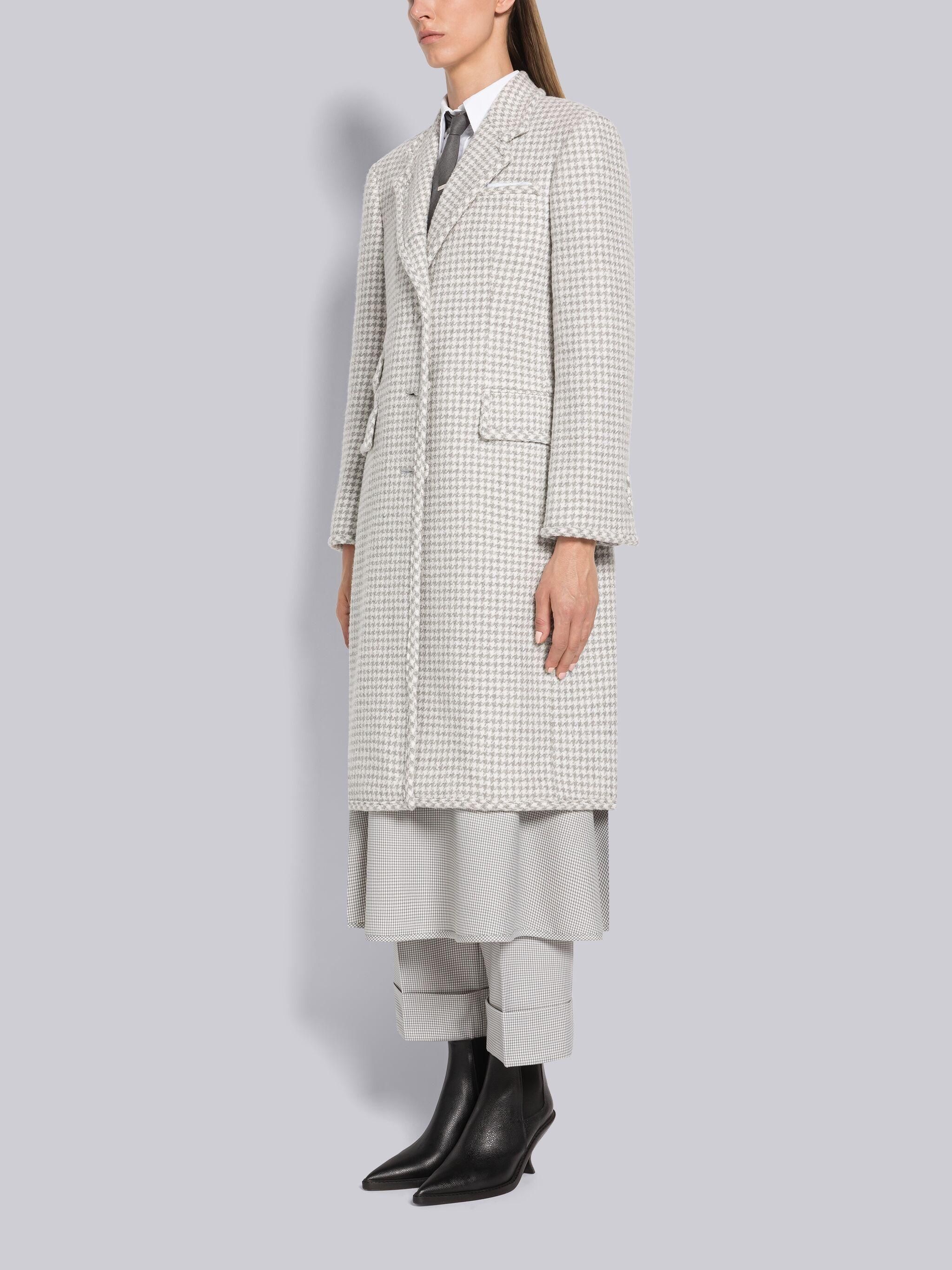 Houndstooth Cashmere Boucle Single Vent Overcoat - 2