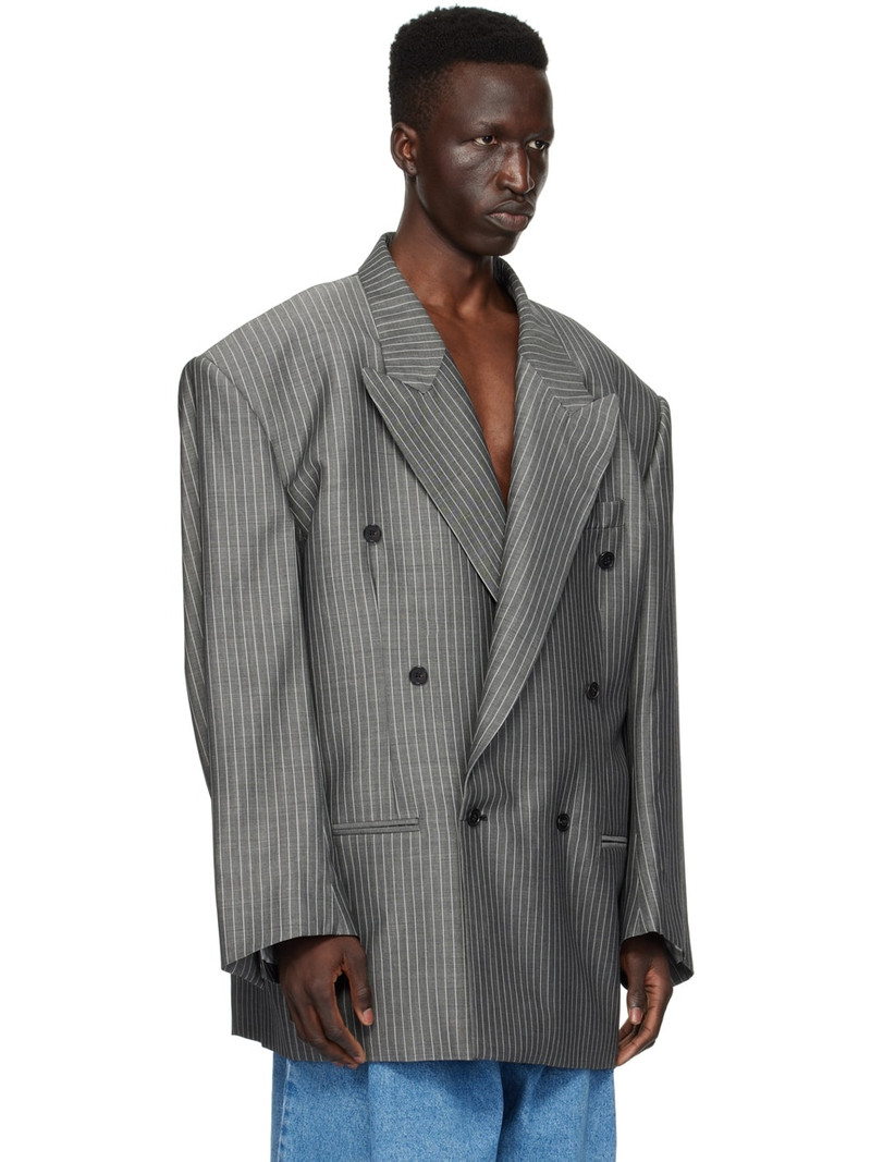 Gray Striped Blazer 2