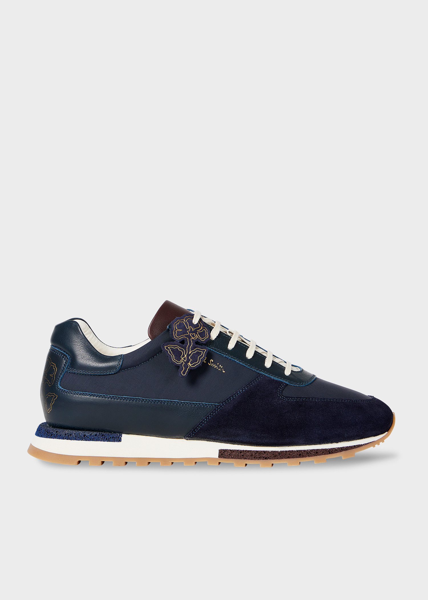Navy Blue 'Velo' Mixed Retro Trainers - 1