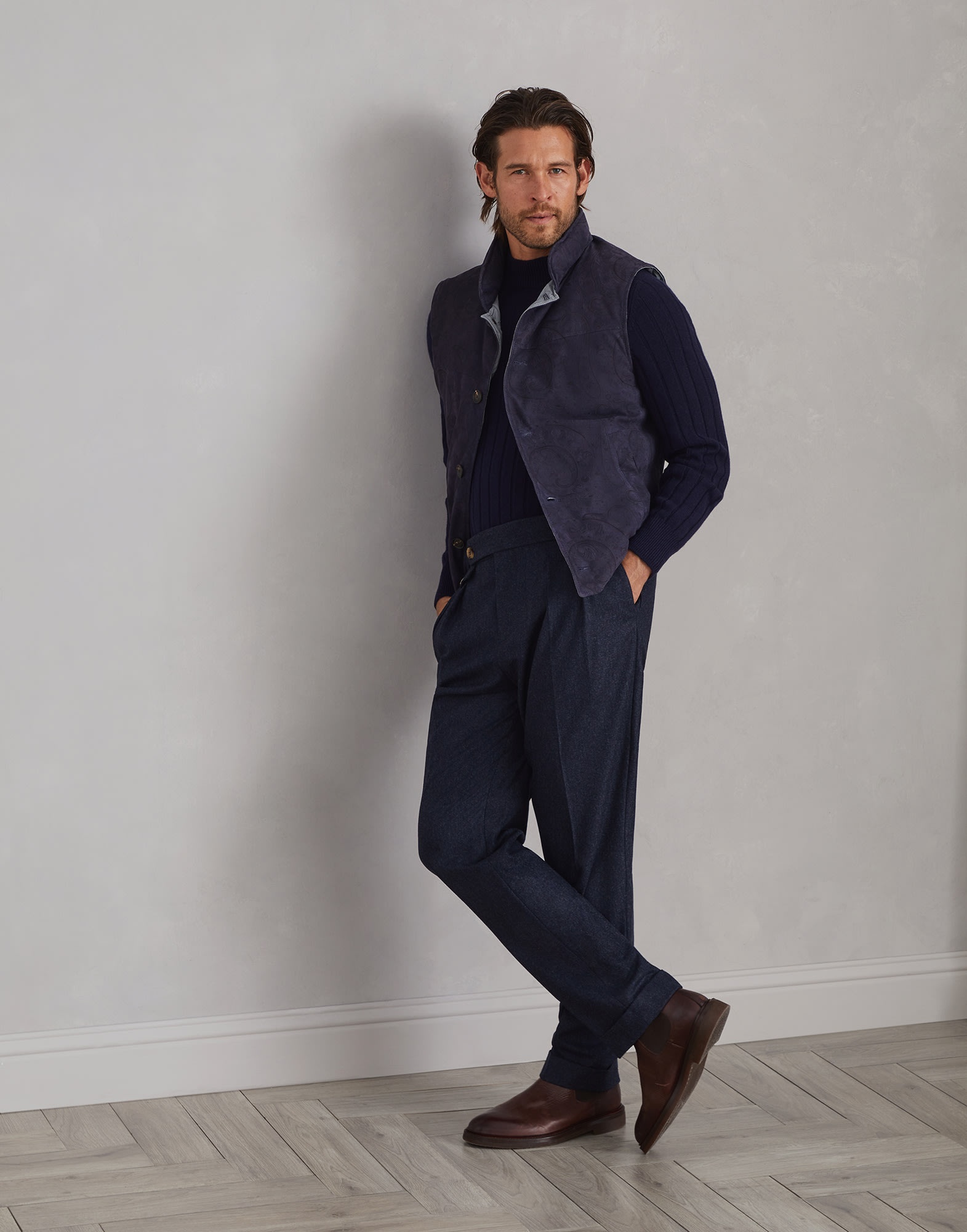 Paisley suede down vest - 5