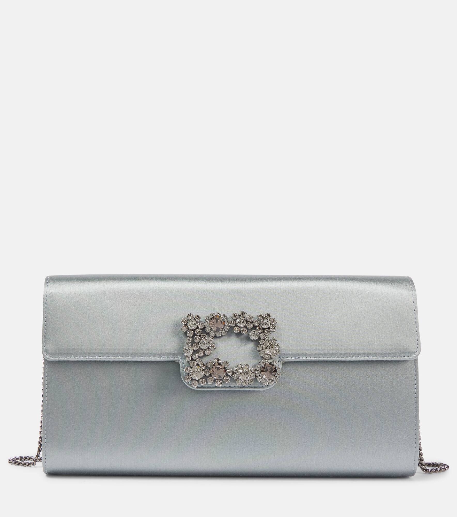 Efflorescence embellished satin clutch - 1