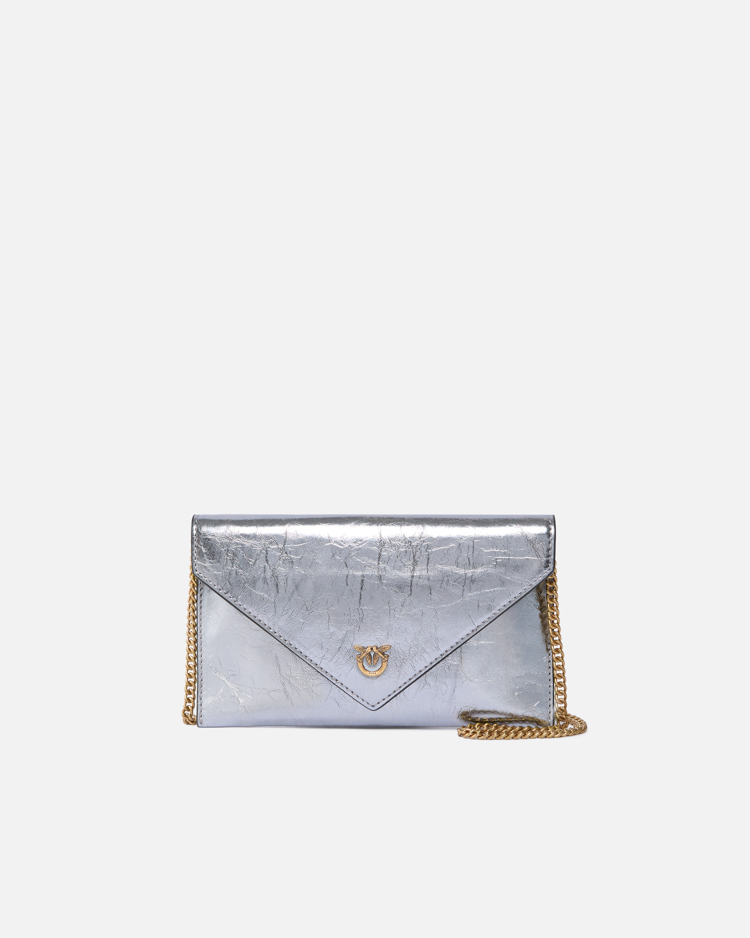 METALLIC LEATHER POUCH WITH LOVE BIRDS LOGO - 1