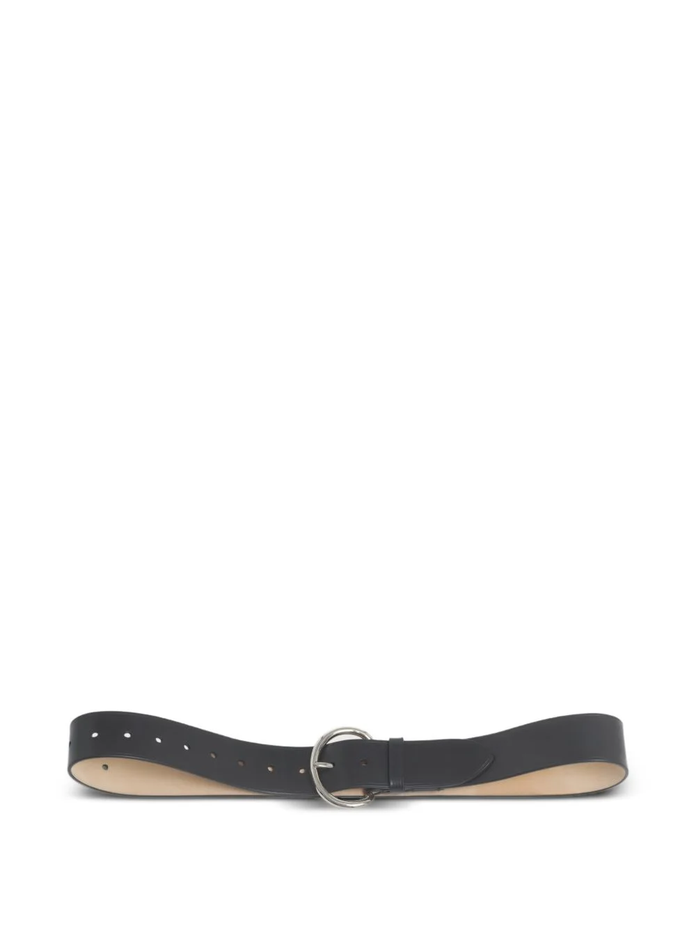 black leather belt with round buckle - 1