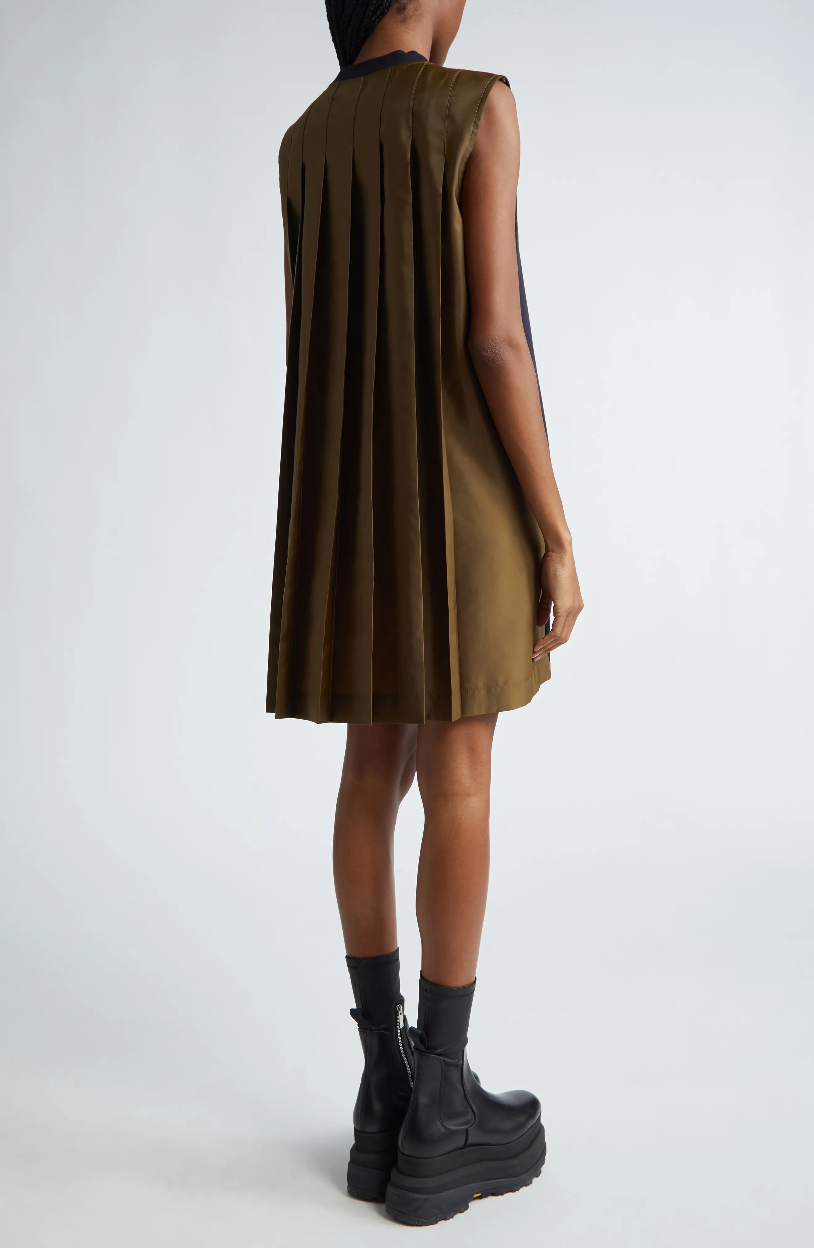 sacai Sleeveless Mixed Media Shift Dress | nordstrom