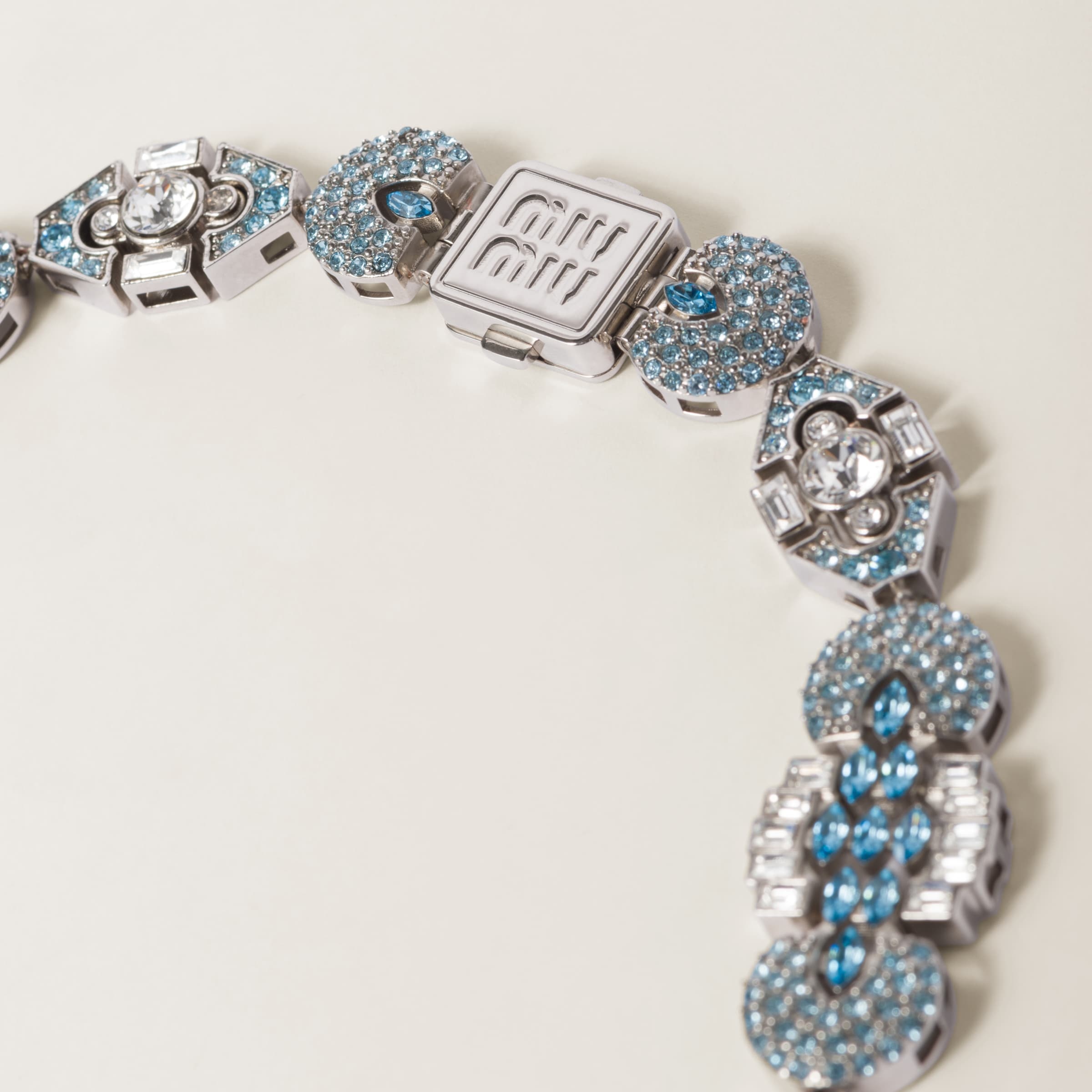 Metal necklace with crystals - 3