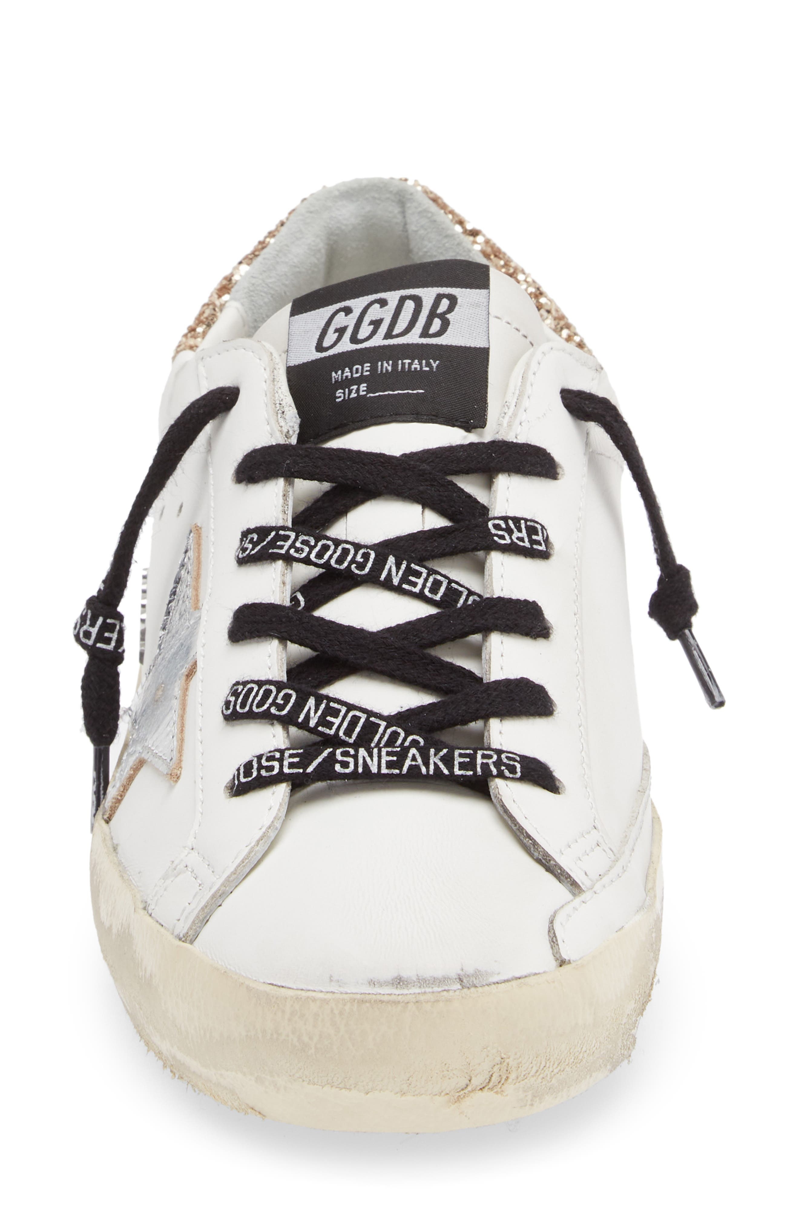 Golden Goose Super-Star Perm-Noos Low Top Sneaker in White/Silver/Gold at Nordstrom - 4