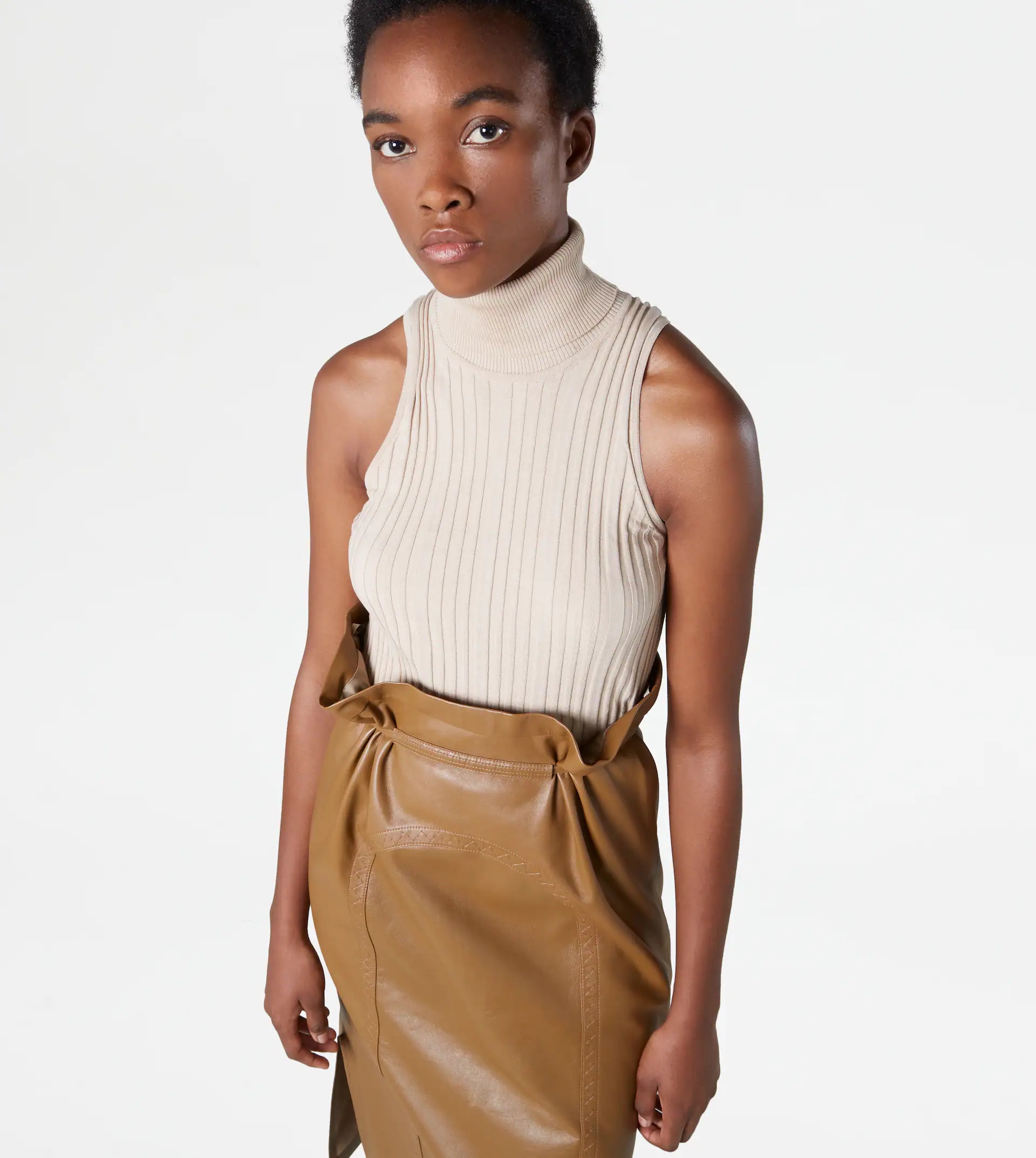 COTTON KNIT TOP - BEIGE - 7