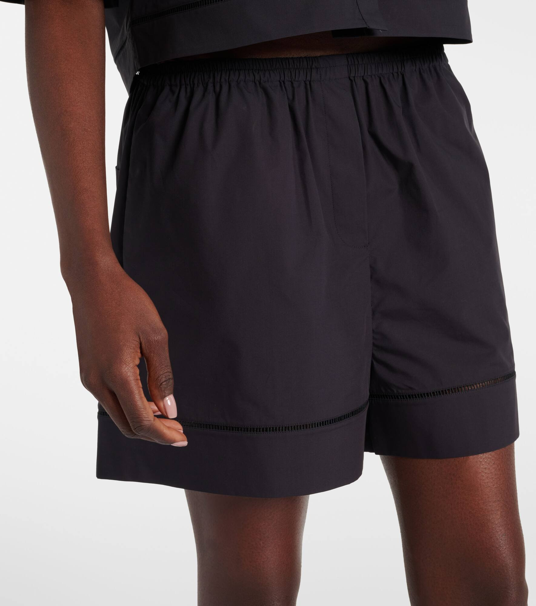Embroidered cotton poplin shorts - 4