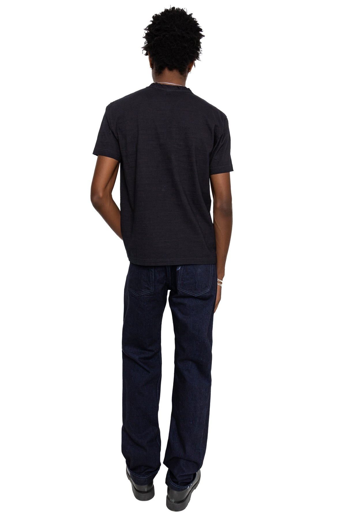 Indigo Jersey Crew Neck T-shirt - Indigo x Black - 4
