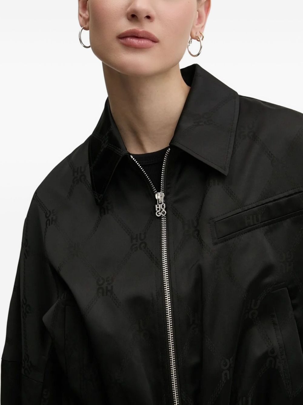 monogram-pattern zip-up jacket - 3